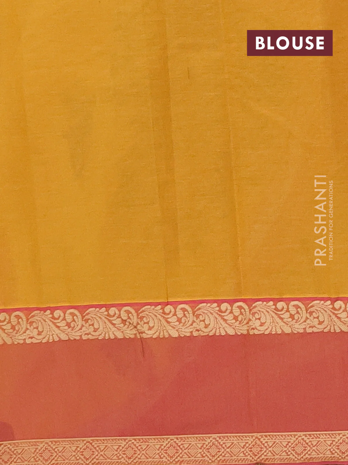 Nithyam cotton saree yellow and pink with allover thread woven stripes pattern & buttas and rettapet thread woven border - Image 4