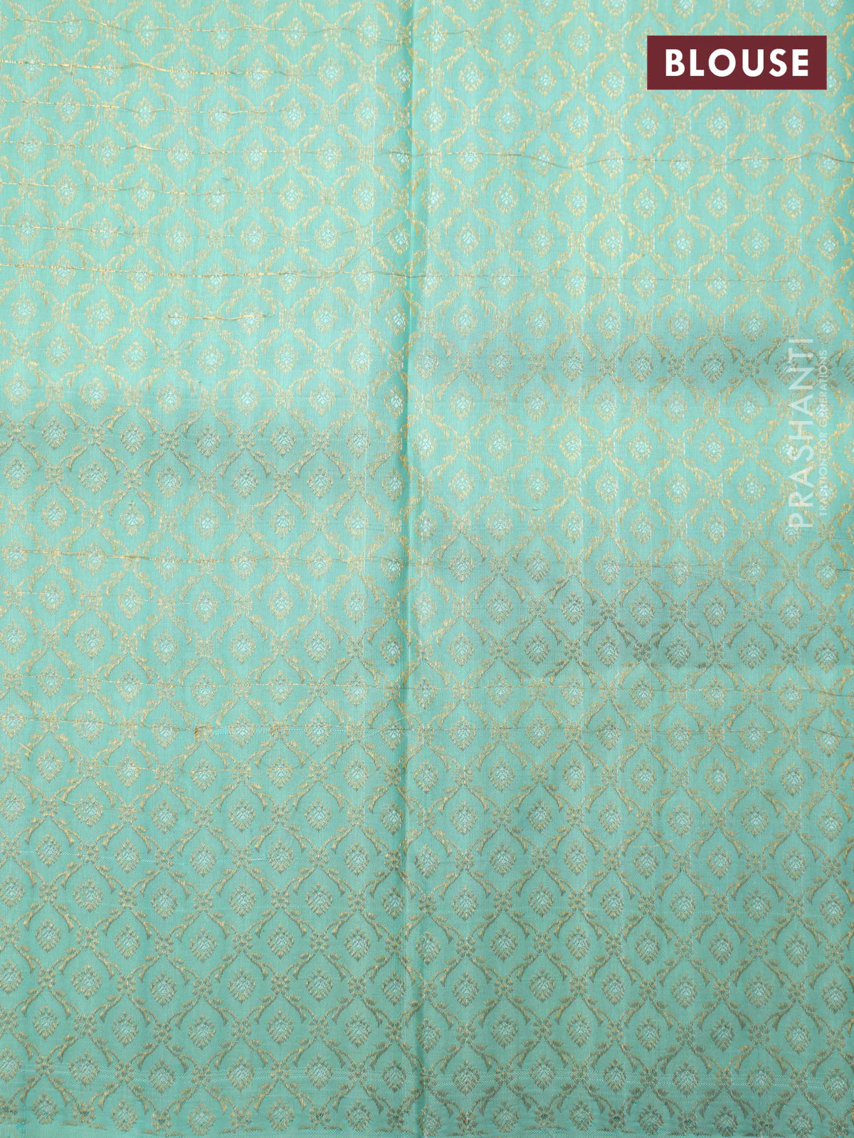 Off white-Teal blue Pure Kanchipuram silk saree With Zari woven peacock buttas - Image 6