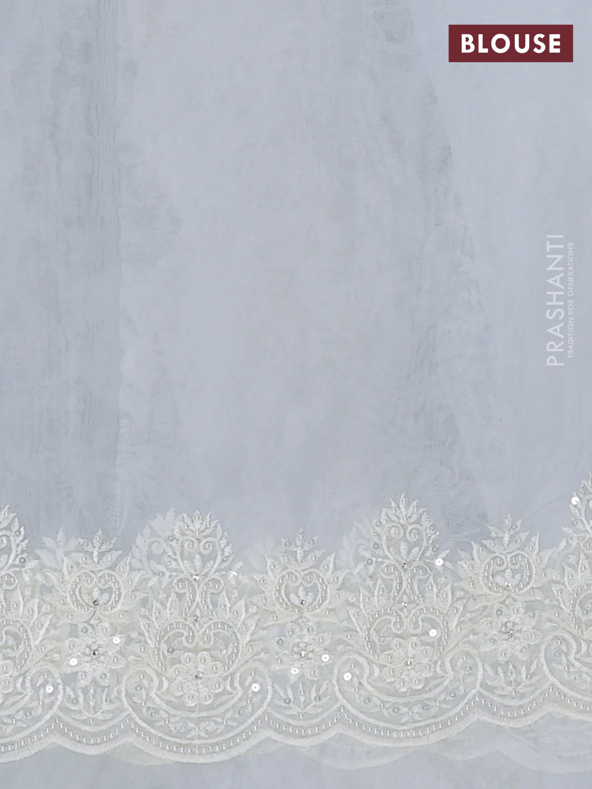 Organza silk saree cream with allover embroidery sequin work - Image 3