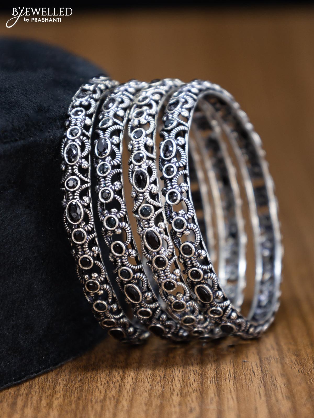 Oxidised bangles with black stone