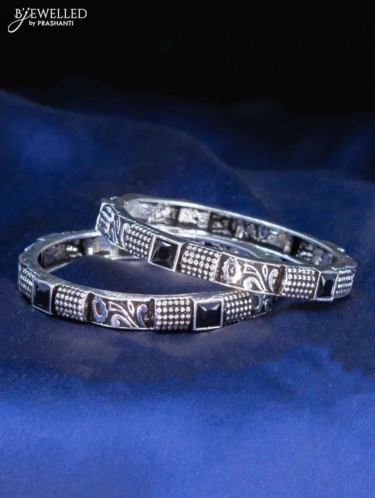 Oxidised bangles with black stone - Image 2