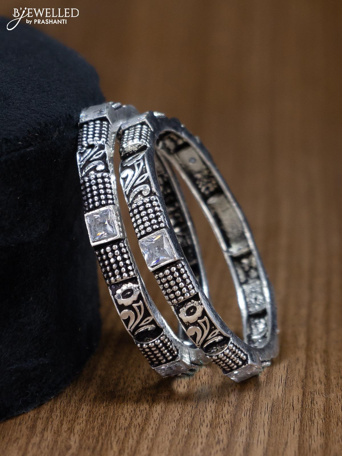 Oxidised bangles with cz stone