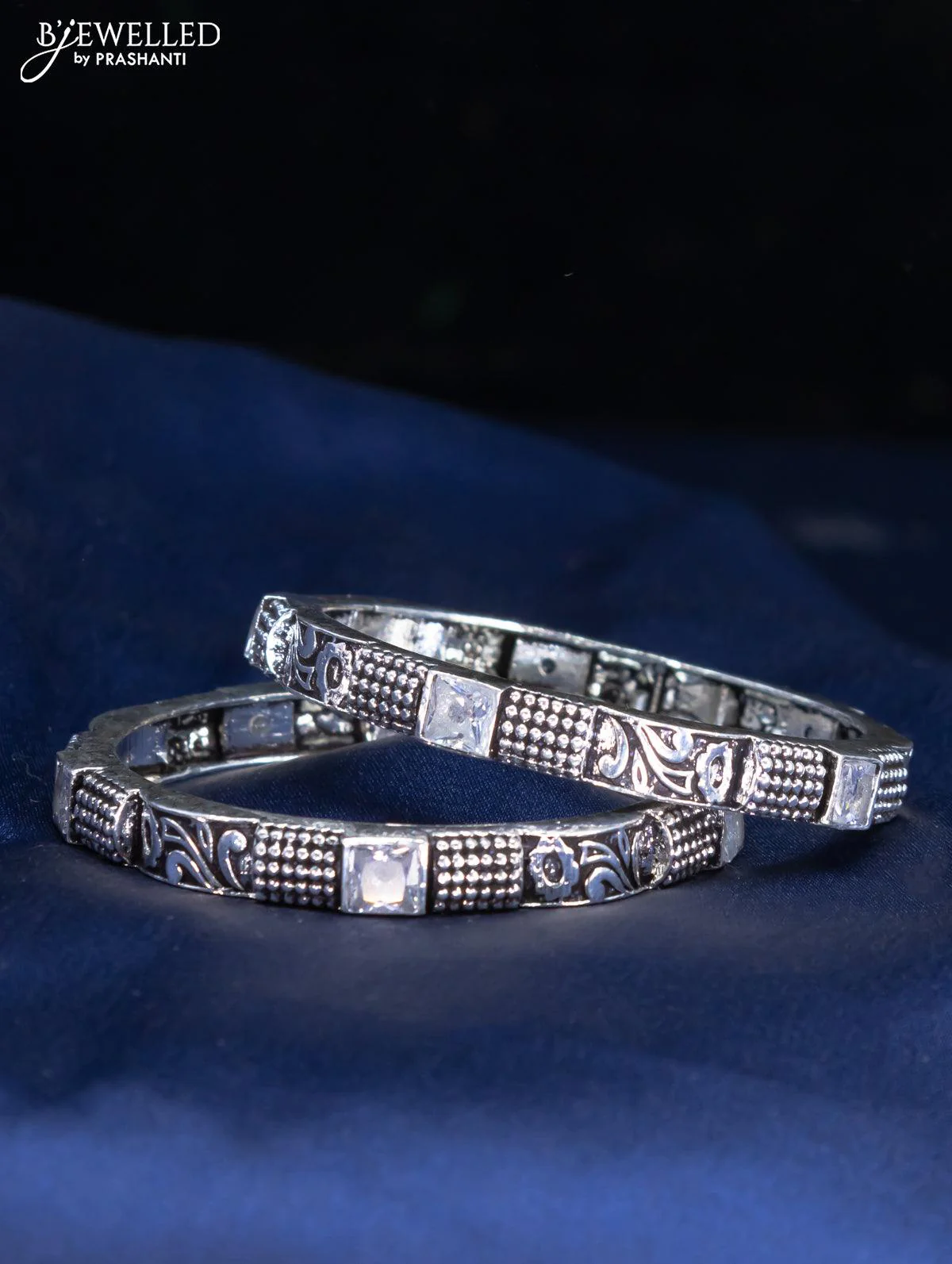 Oxidised bangles with cz stone - Image 2