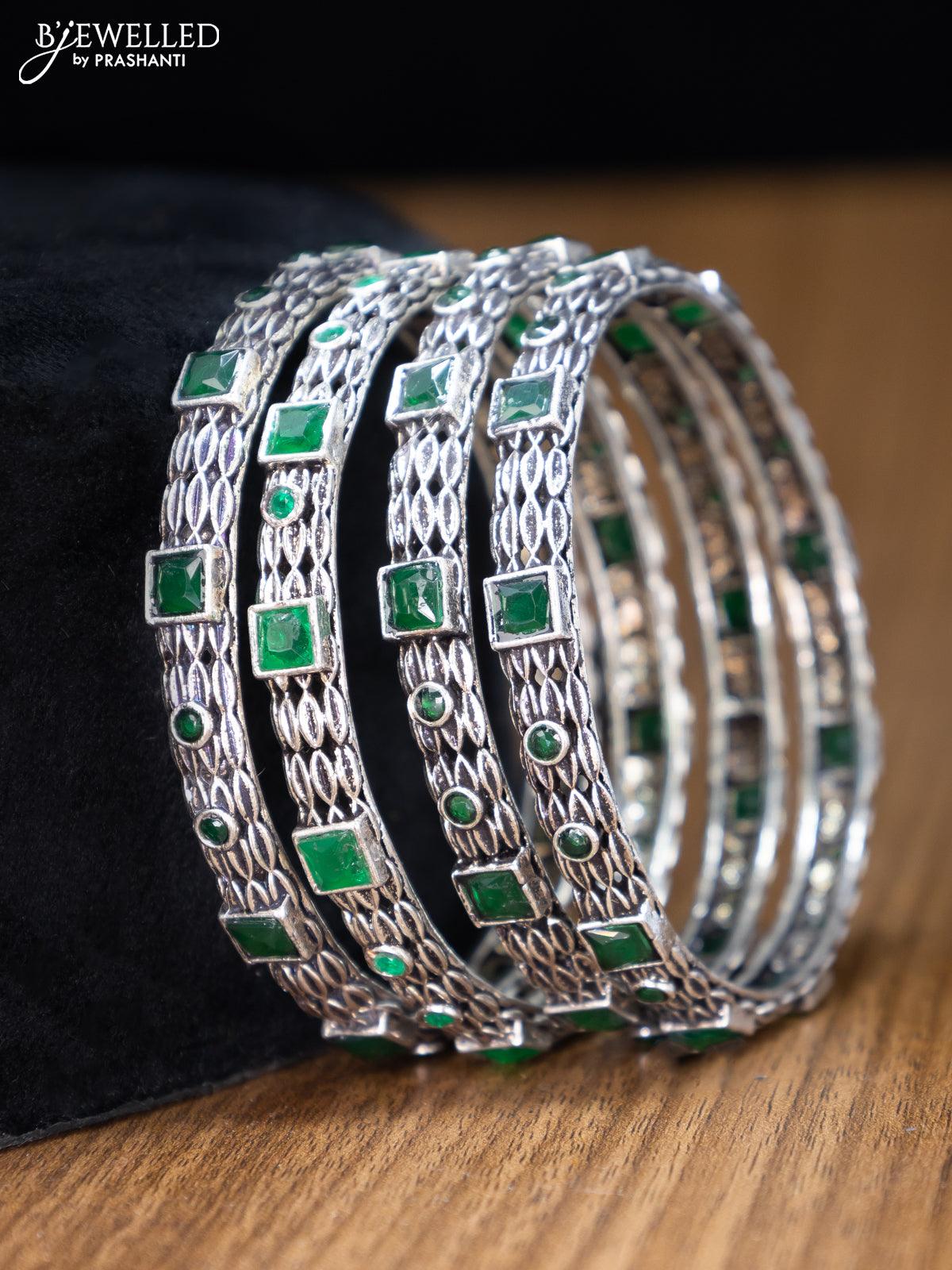 Oxidised bangles with emerald stone