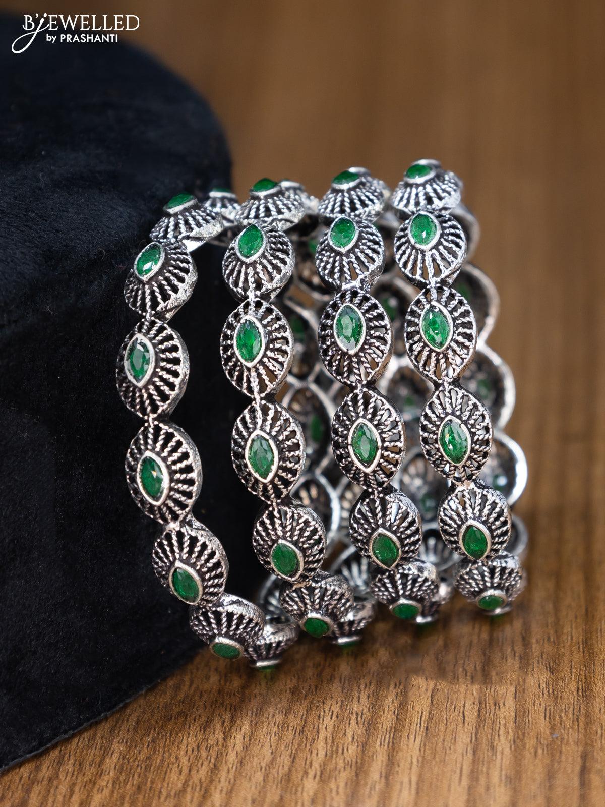 Oxidised bangles with emerald stone