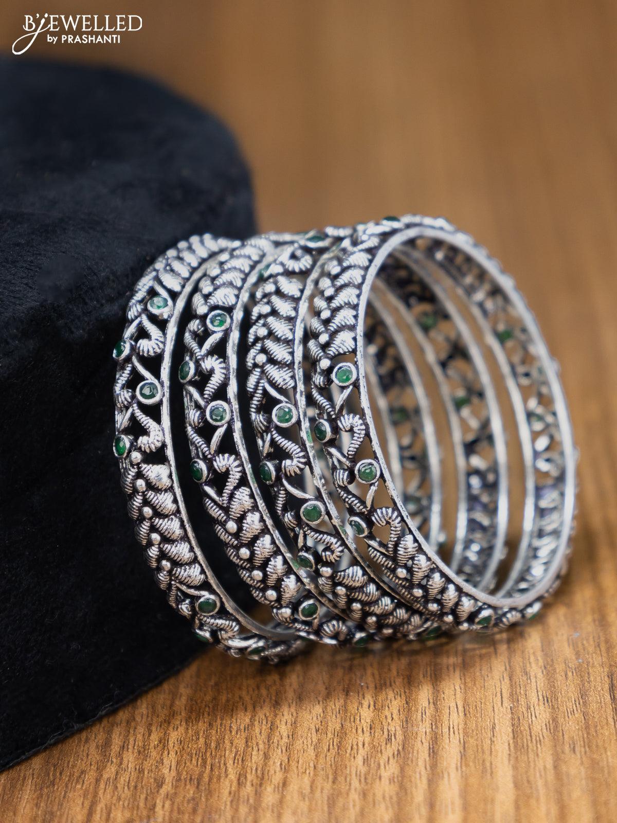 Oxidised bangles with emerald stone