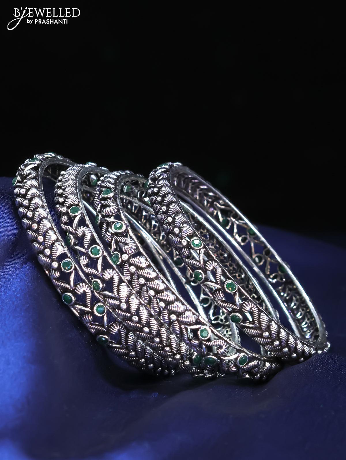 Oxidised bangles with emerald stone - Image 2