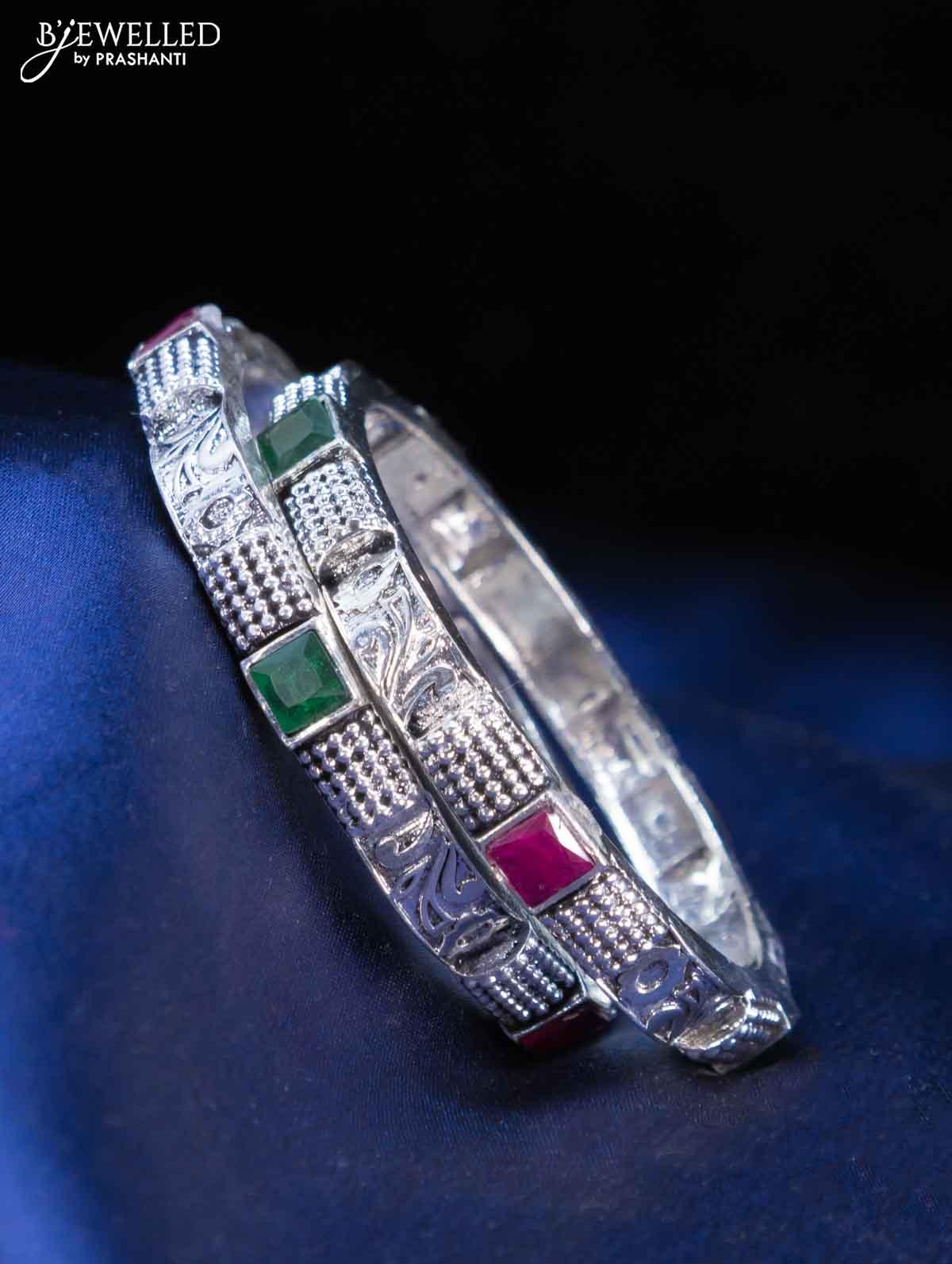 Oxidised bangles with kemp stone - Image 2