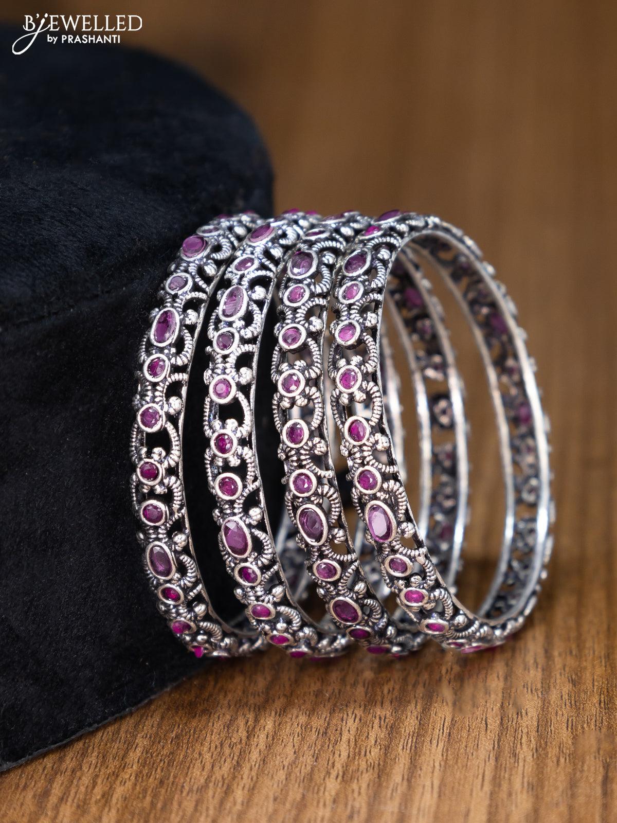 Oxidised bangles with pink kemp stone