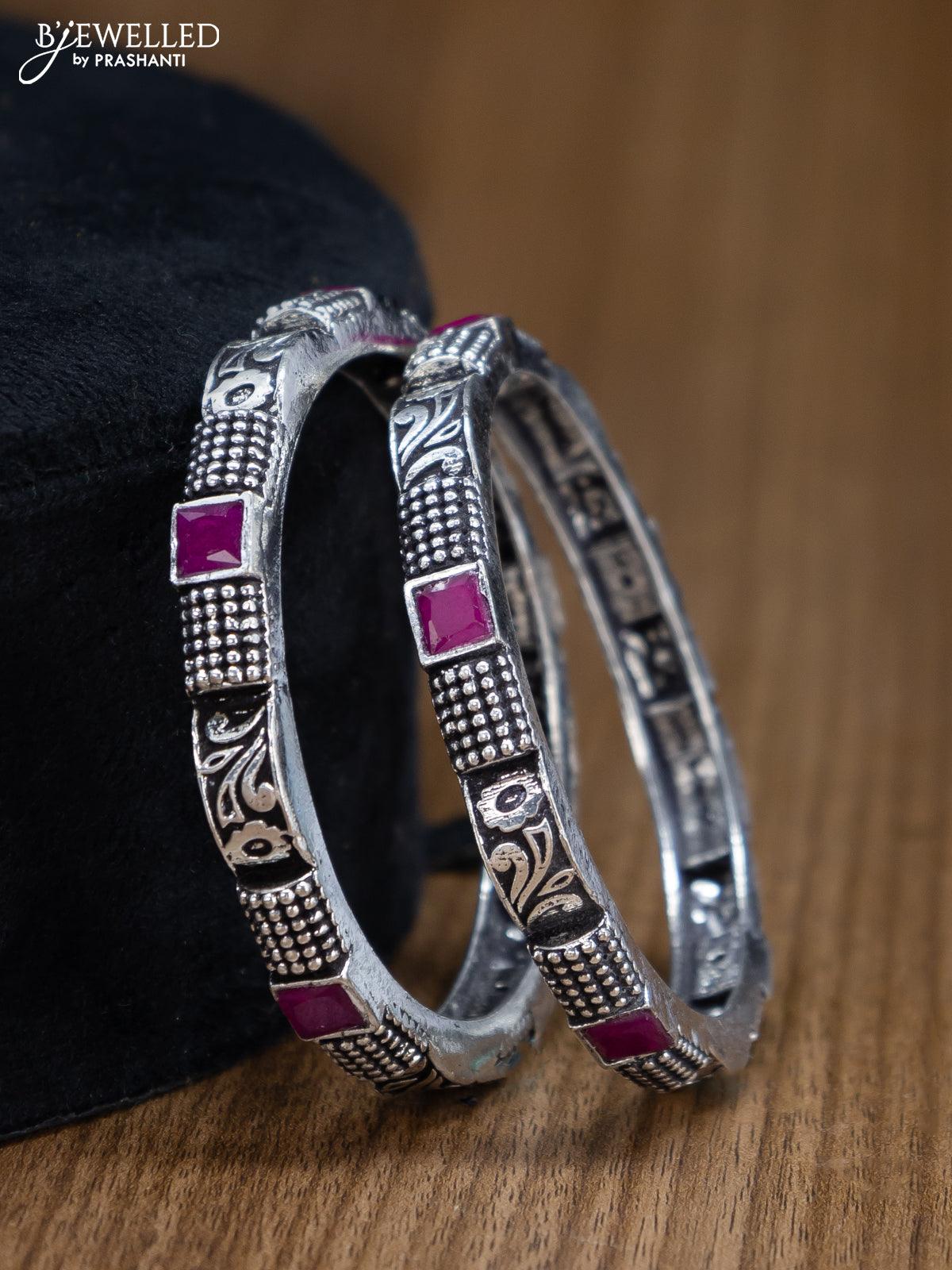 Oxidised bangles with ruby stone