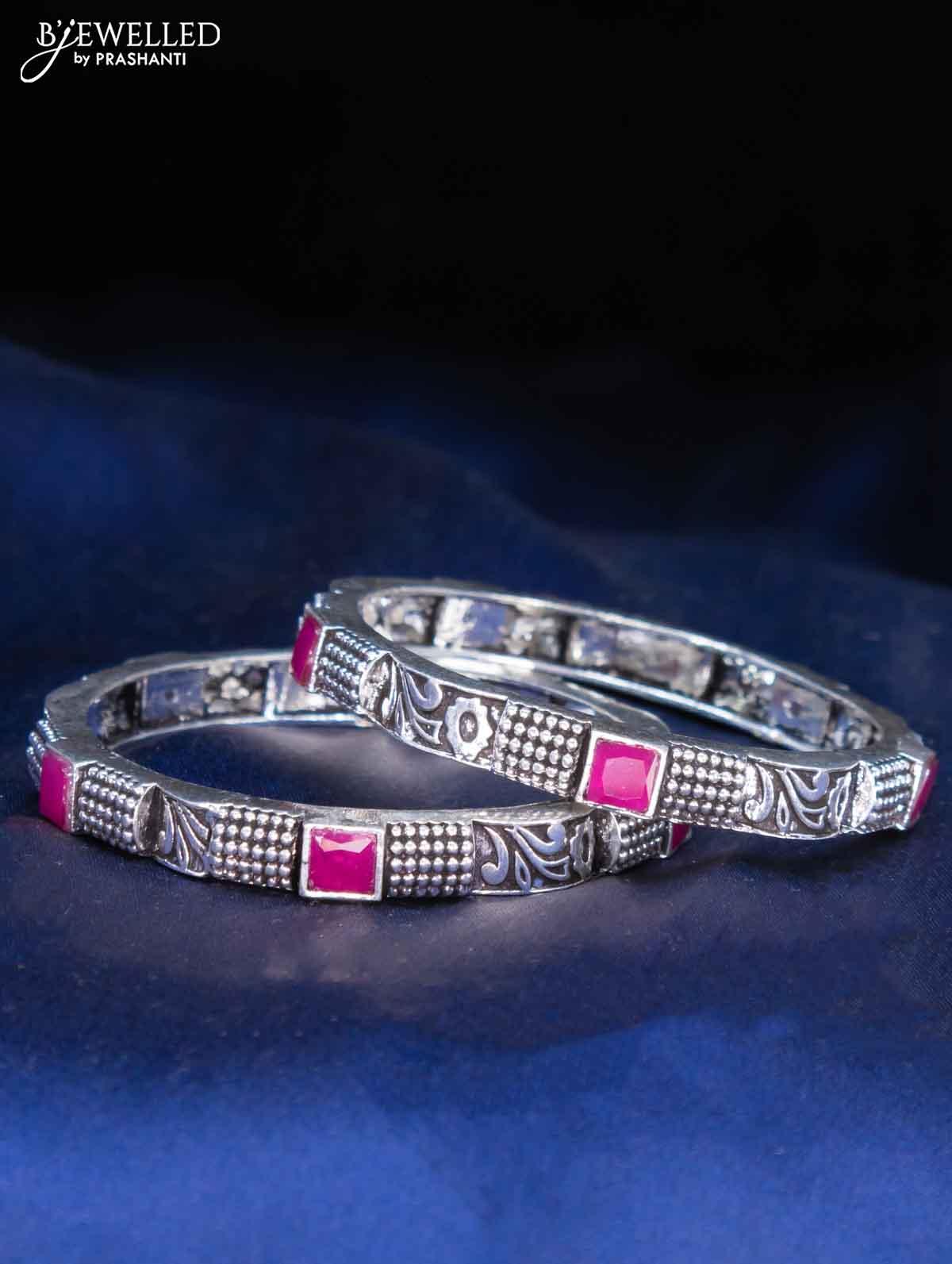 Oxidised bangles with ruby stone - Image 2
