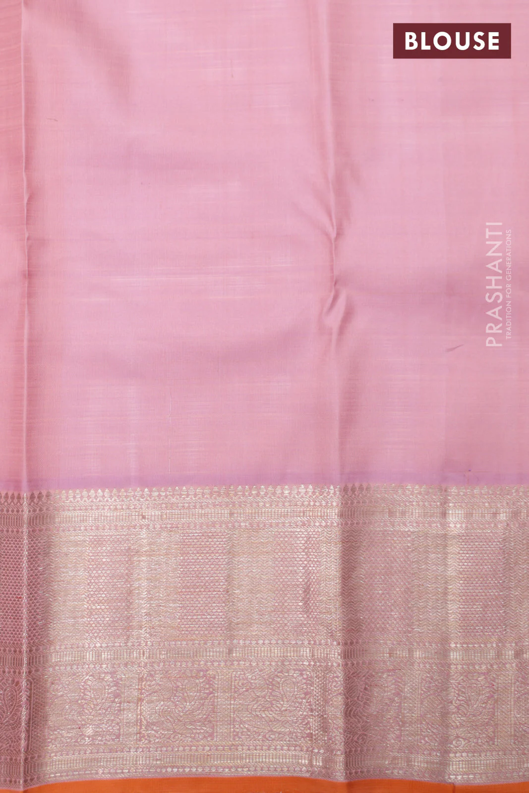 Pastel Pink-Orange Pure Kanchipuram Silk Saree With Allover Zari Weaves - Image 6