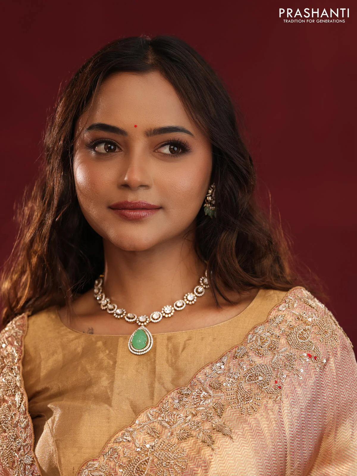 Pastel pink pure kanchipuram tissue silk saree with allover embroidery - Image 8