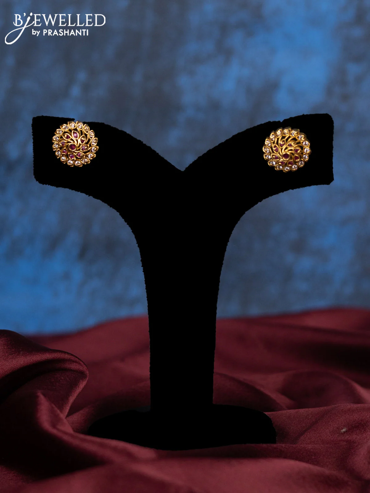 Pearl choker with ruby and cz stones - Image 3