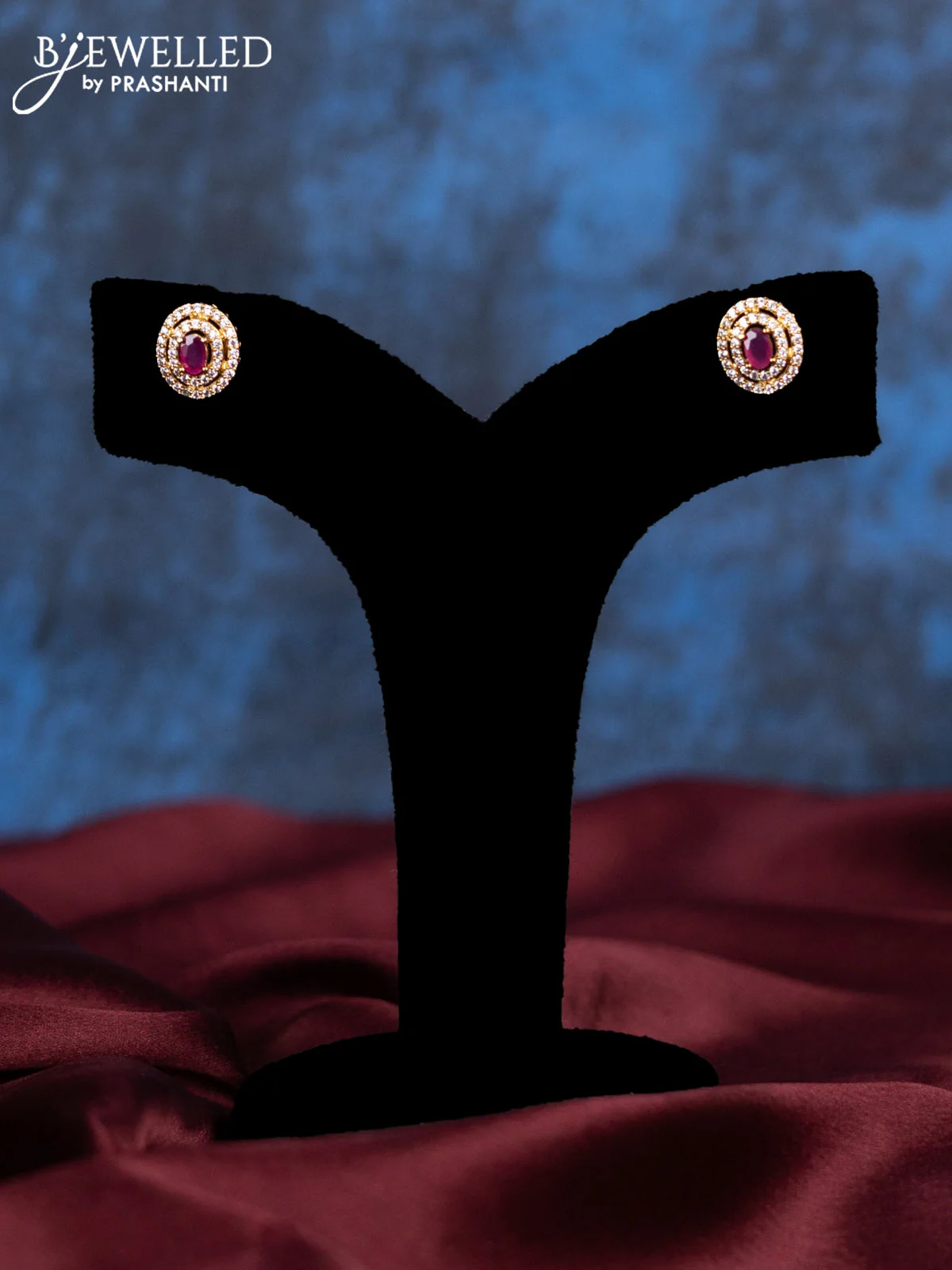 Pearl choker with ruby and cz stones - Image 3