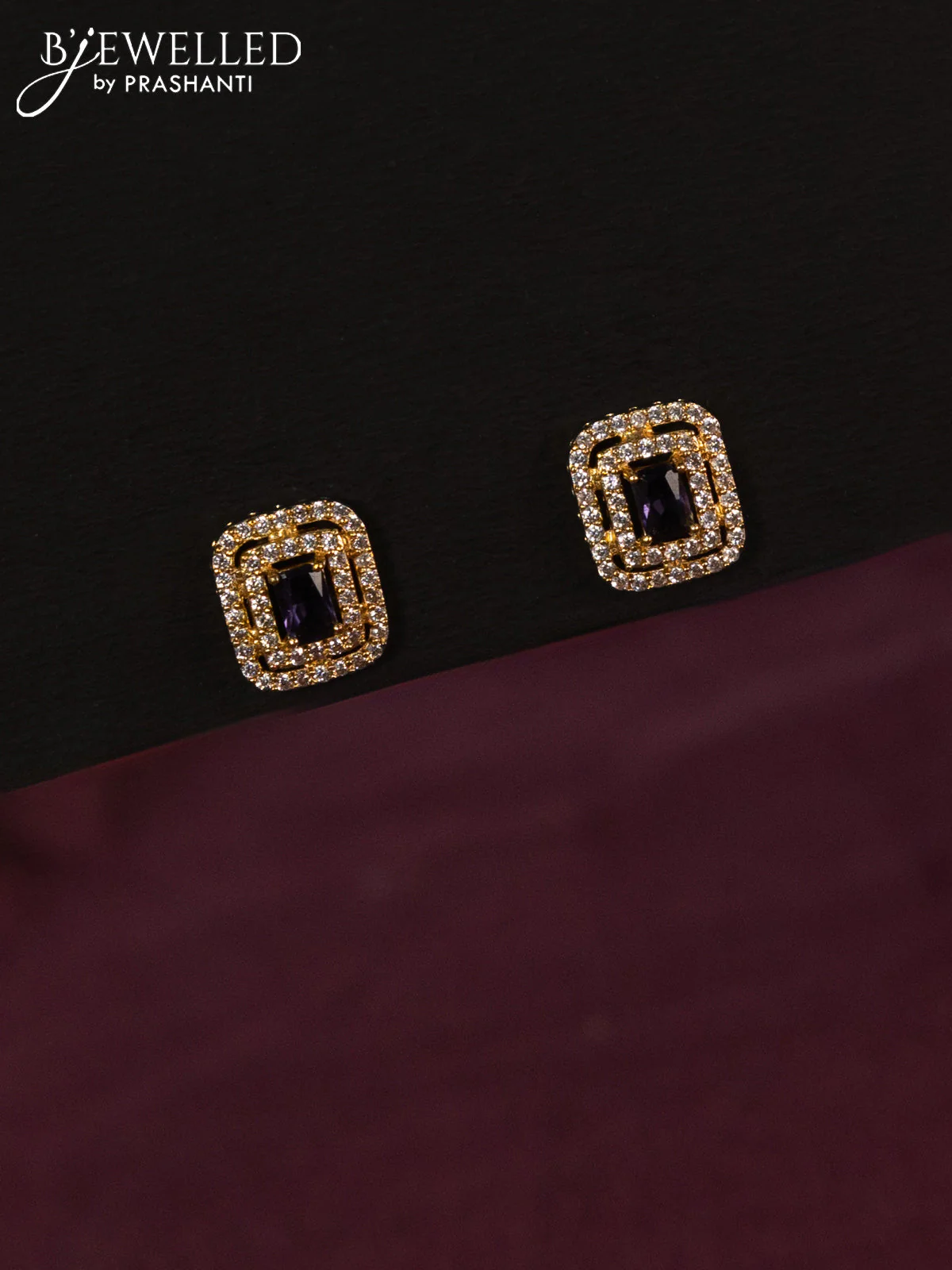Pearl choker with violet and cz stones - Image 2