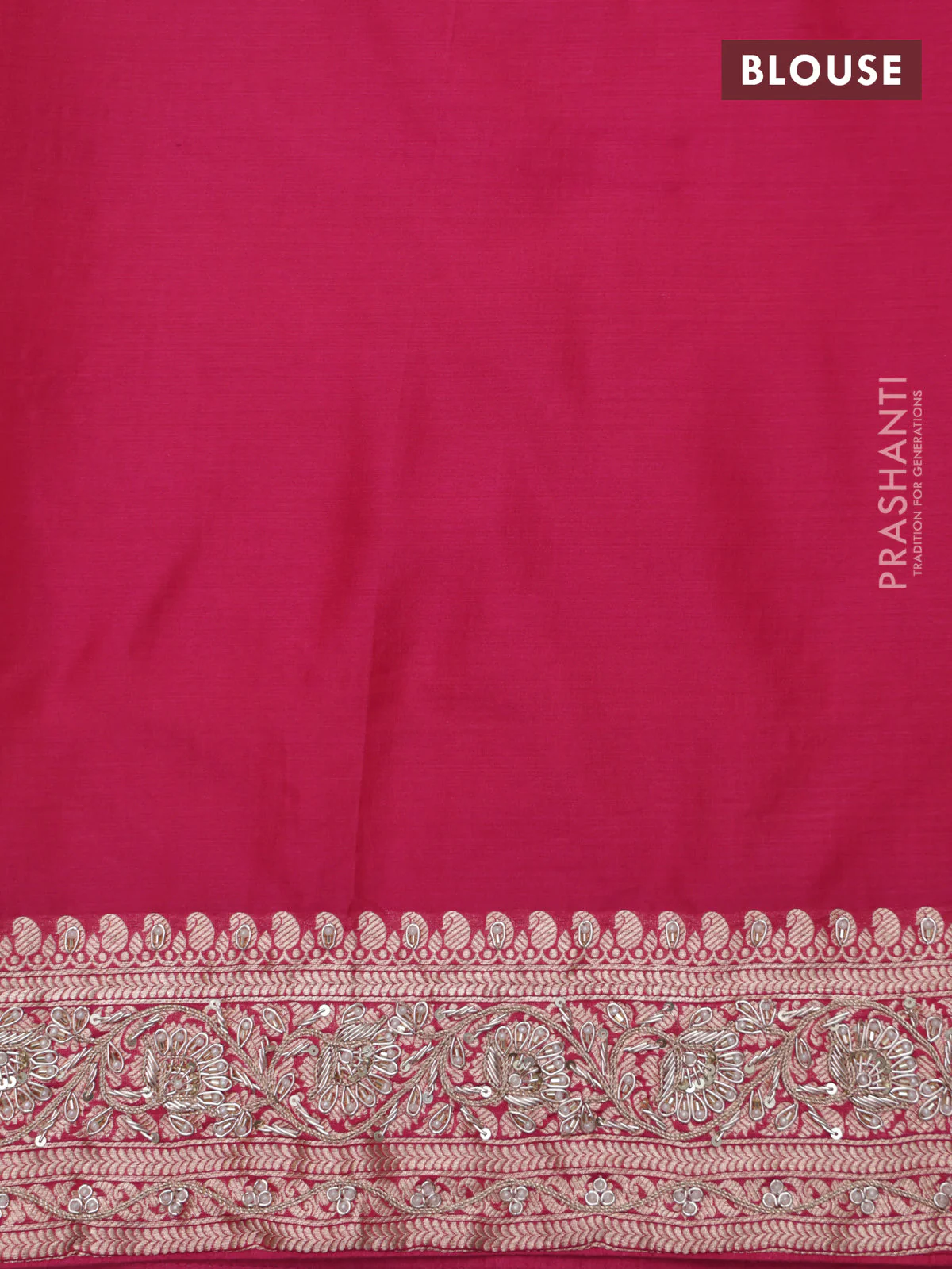 Pink Banarasi Uppada silk saree with allover zari woven buttas & embroidery border - Image 6