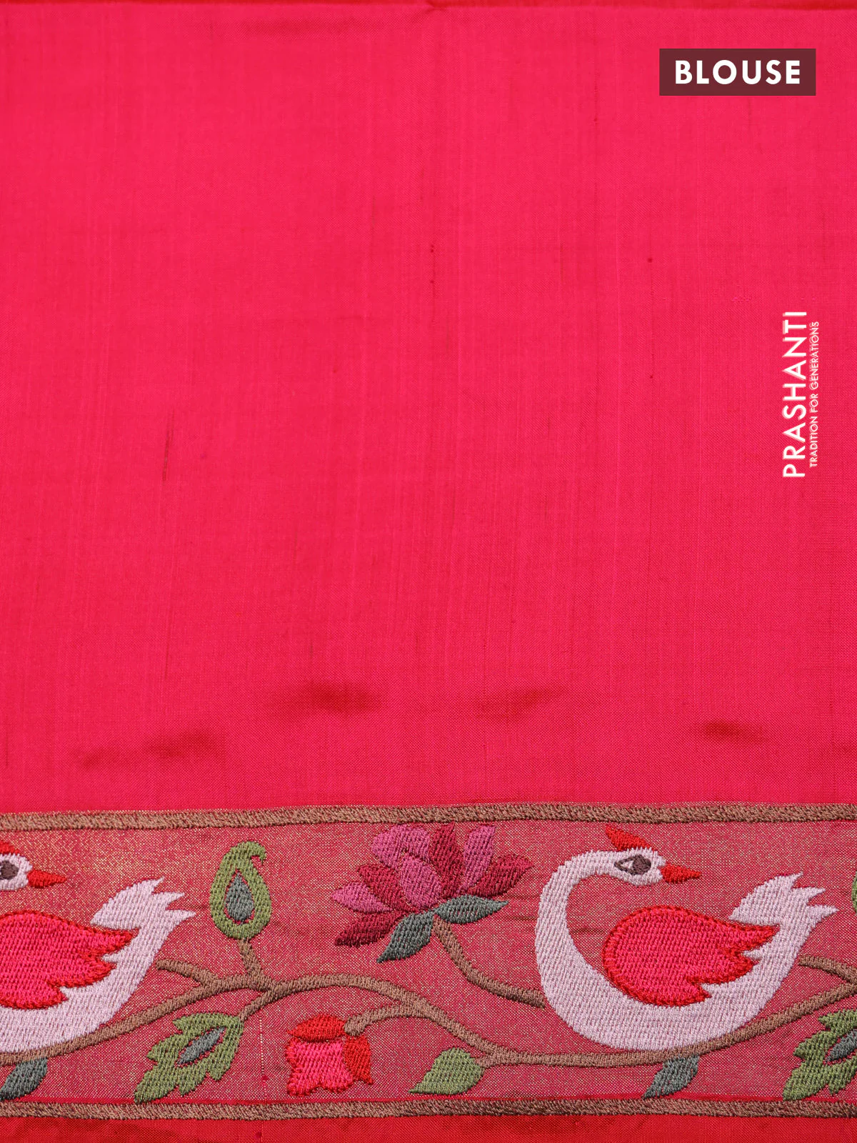 Pink & orange Pochampally Silk saree with Border Embroidery - Image 6