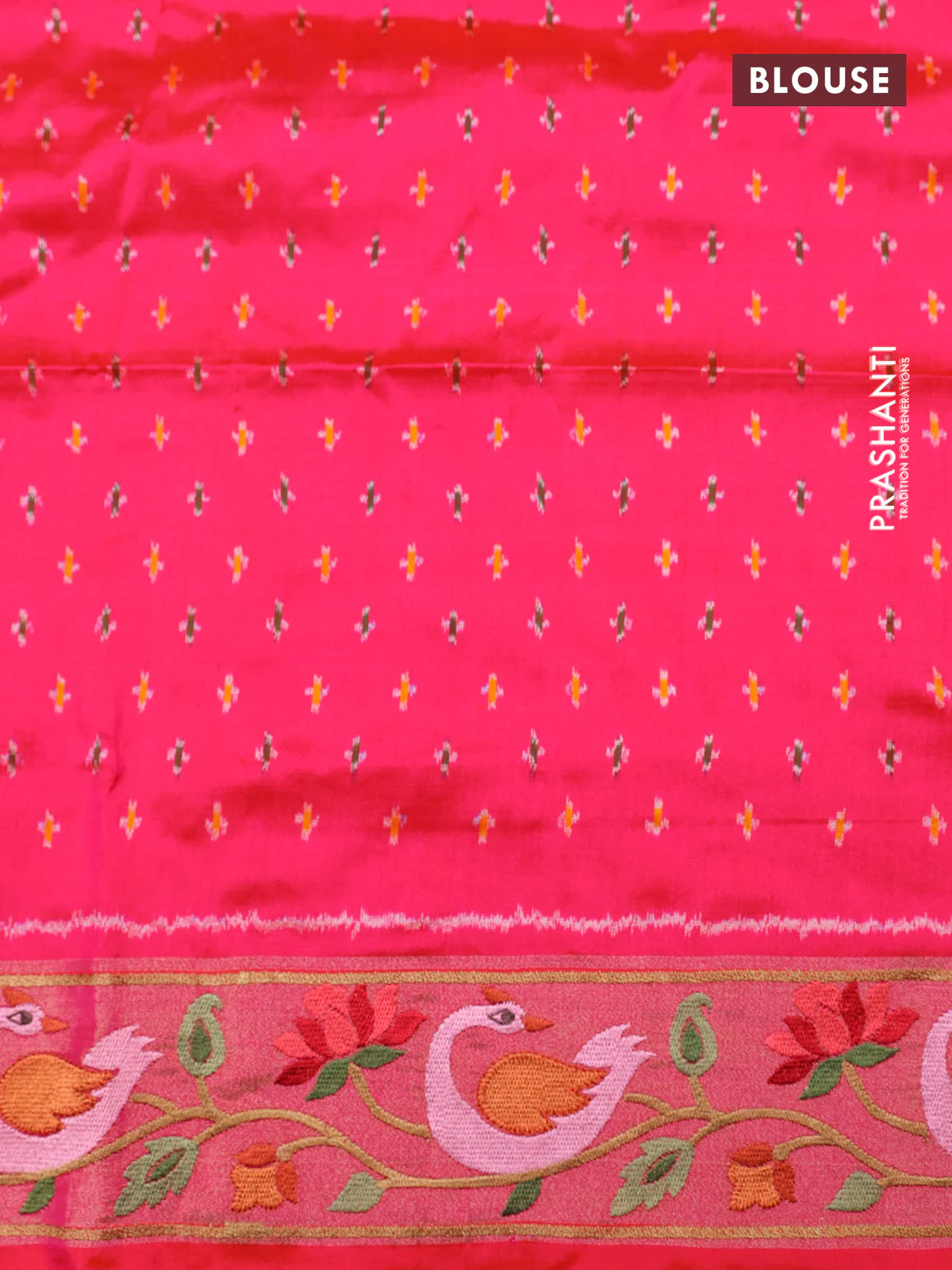 Pink Pochampally Silk saree with Border Embroidery - Image 5