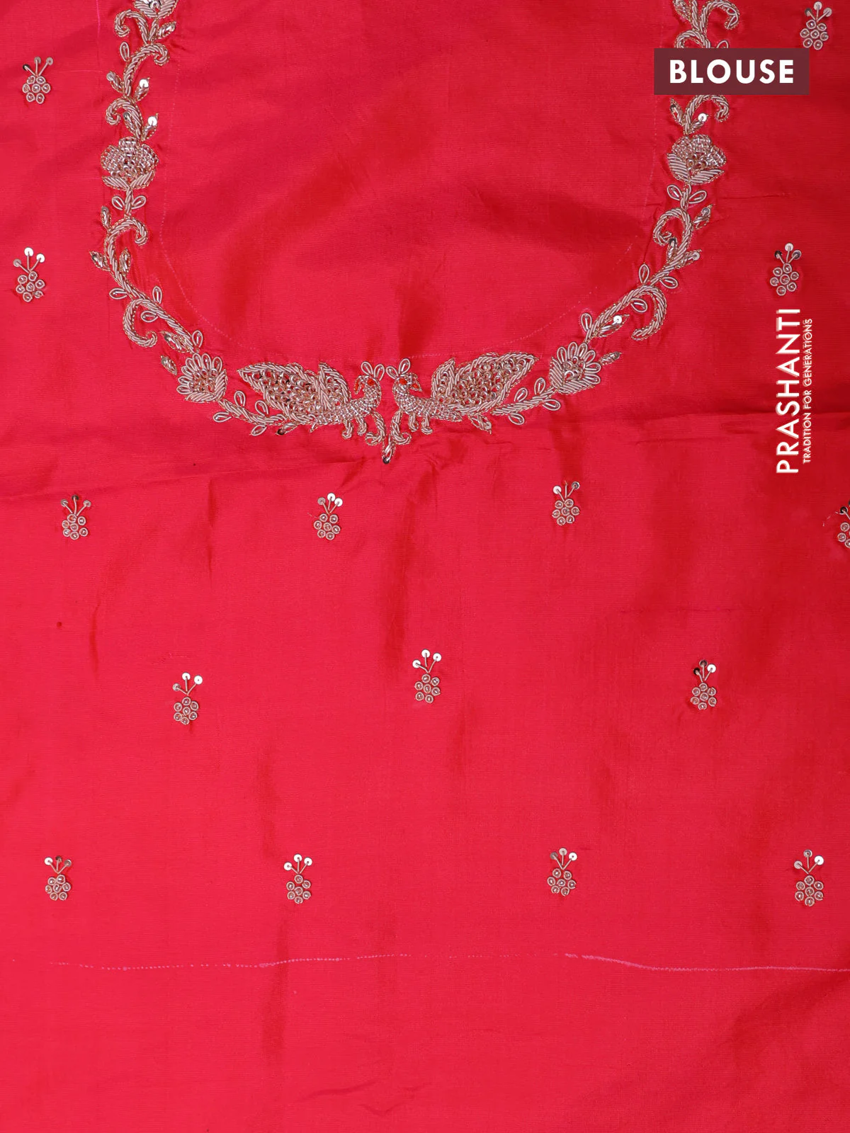 Pink Pure kanchipuram silk saree with allover brocade zari weaves & border embroidery - Image 7