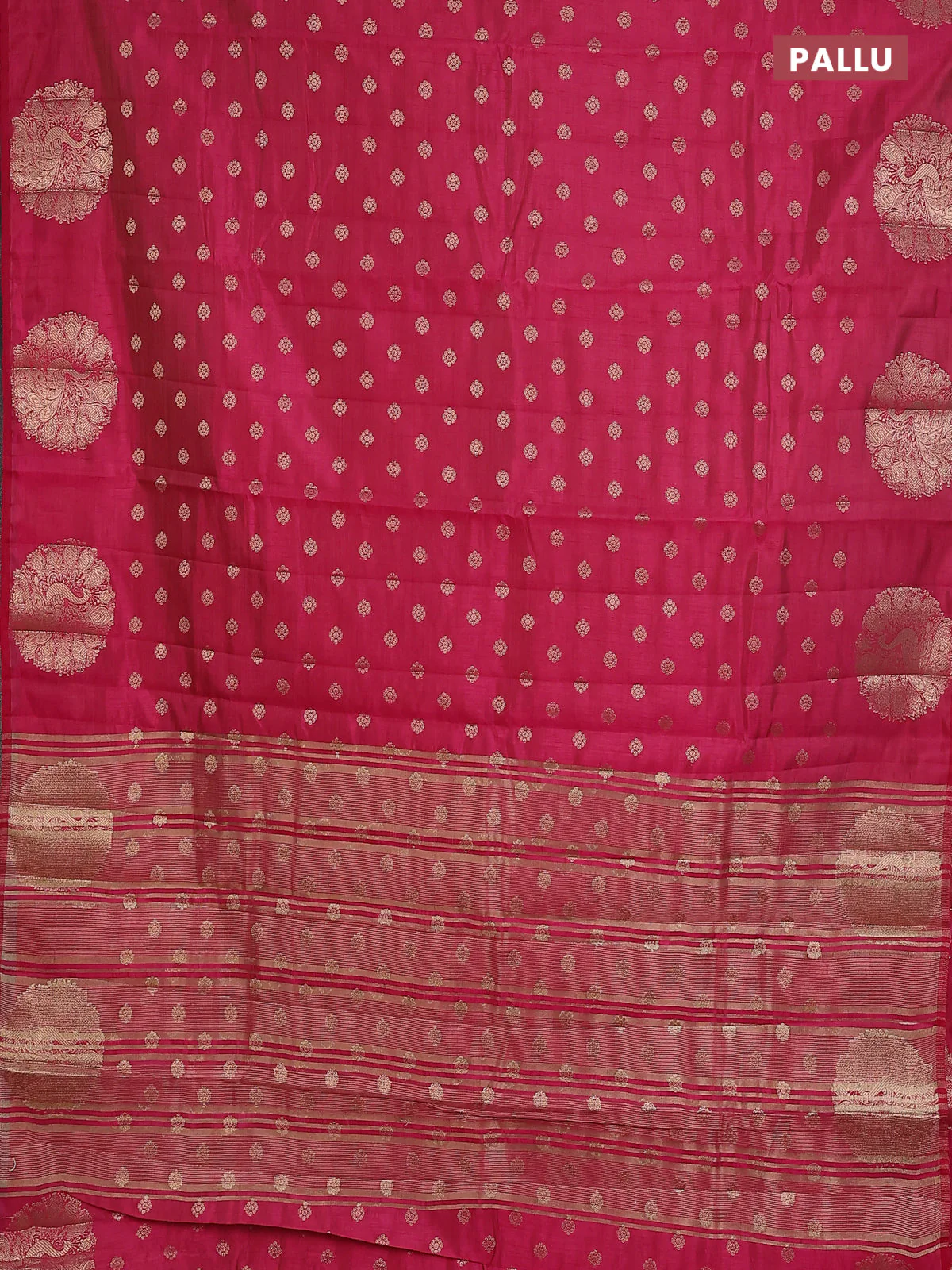 Pink raw silk saree with matching Neck piece - Image 3