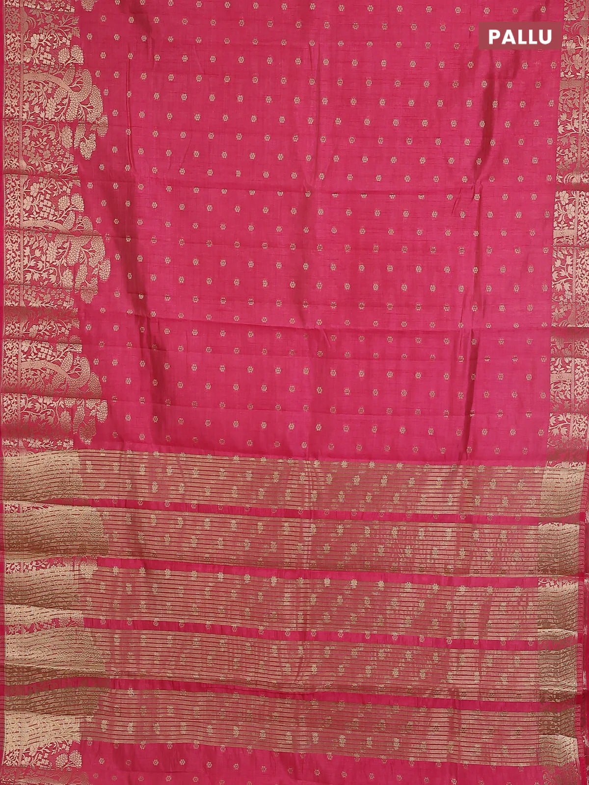 Pink raw silk saree with matching Neck piece - Image 3
