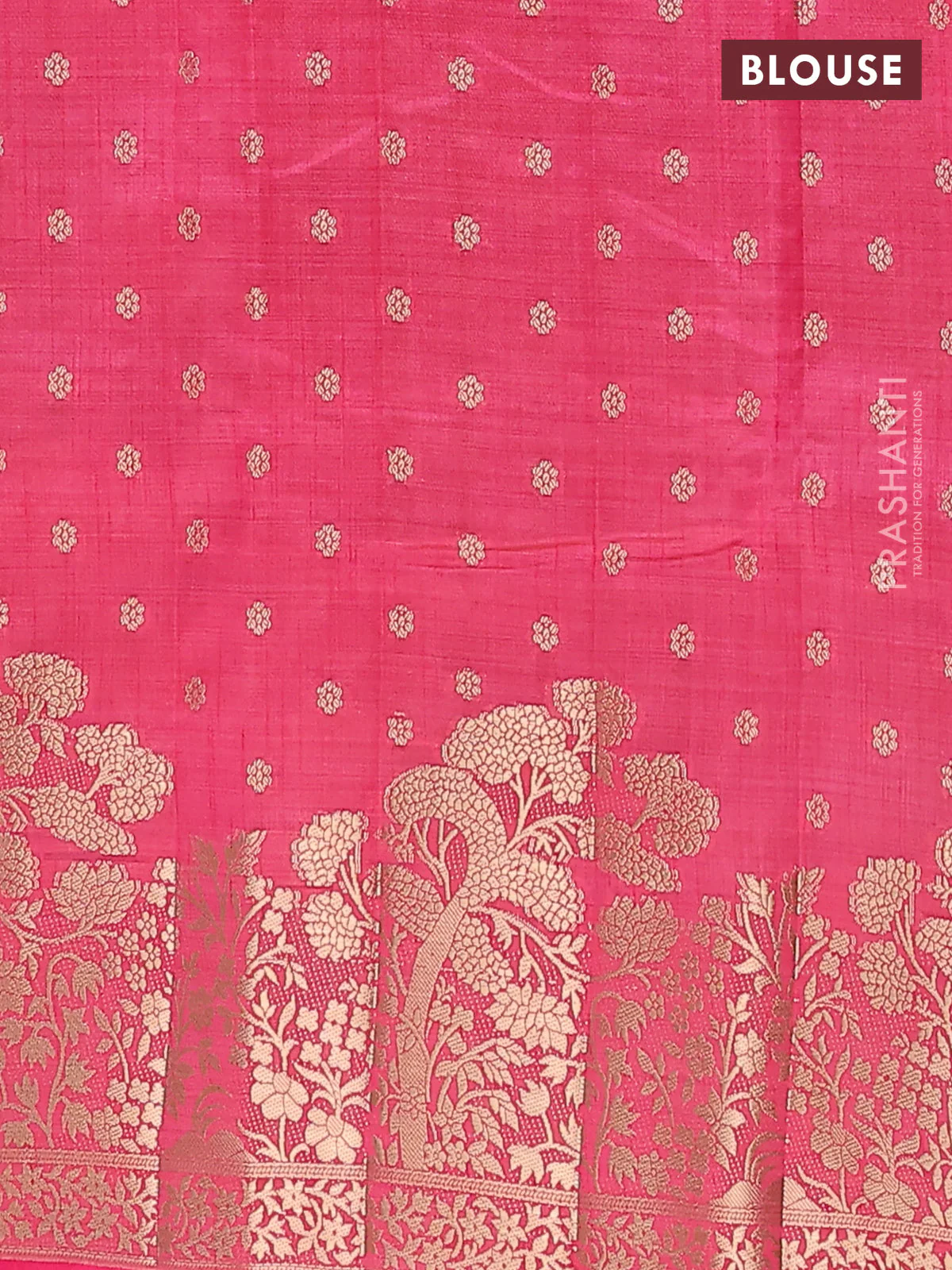 Pink raw silk saree with matching Neck piece - Image 4