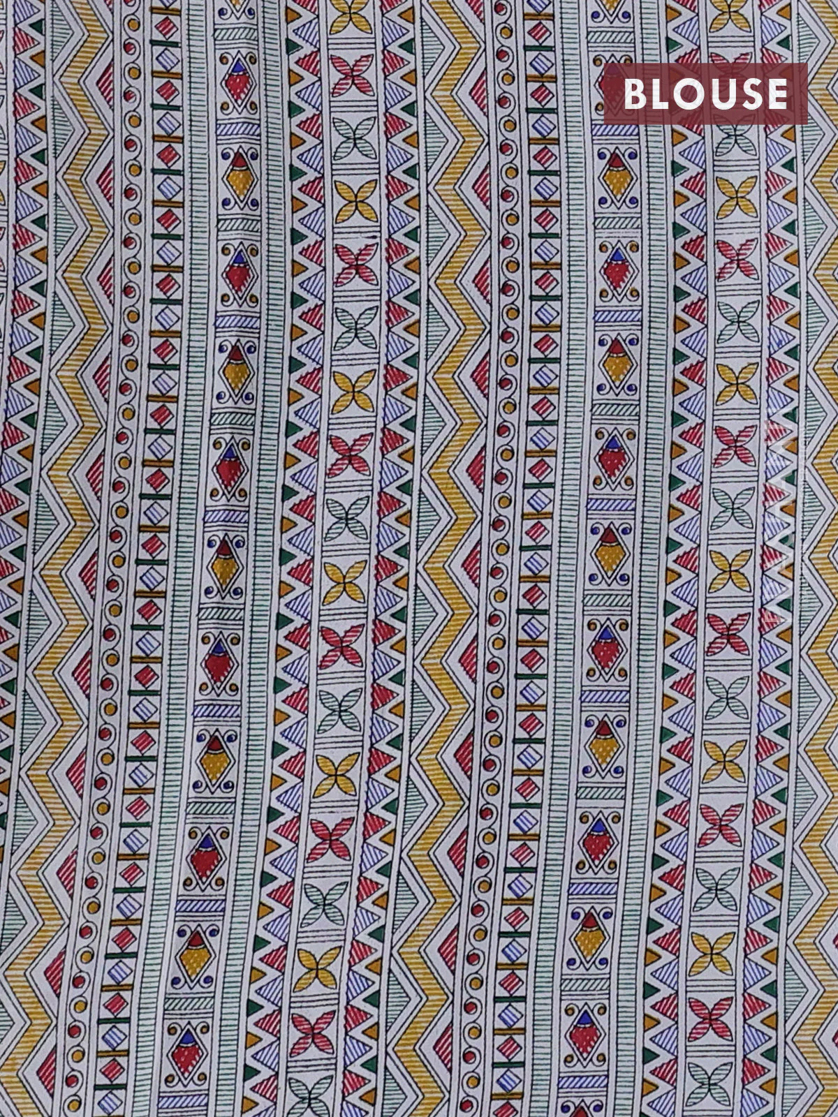 Pochampally silk saree blue and off white with allover ikat woven buttas and madhubani prints - Image 4