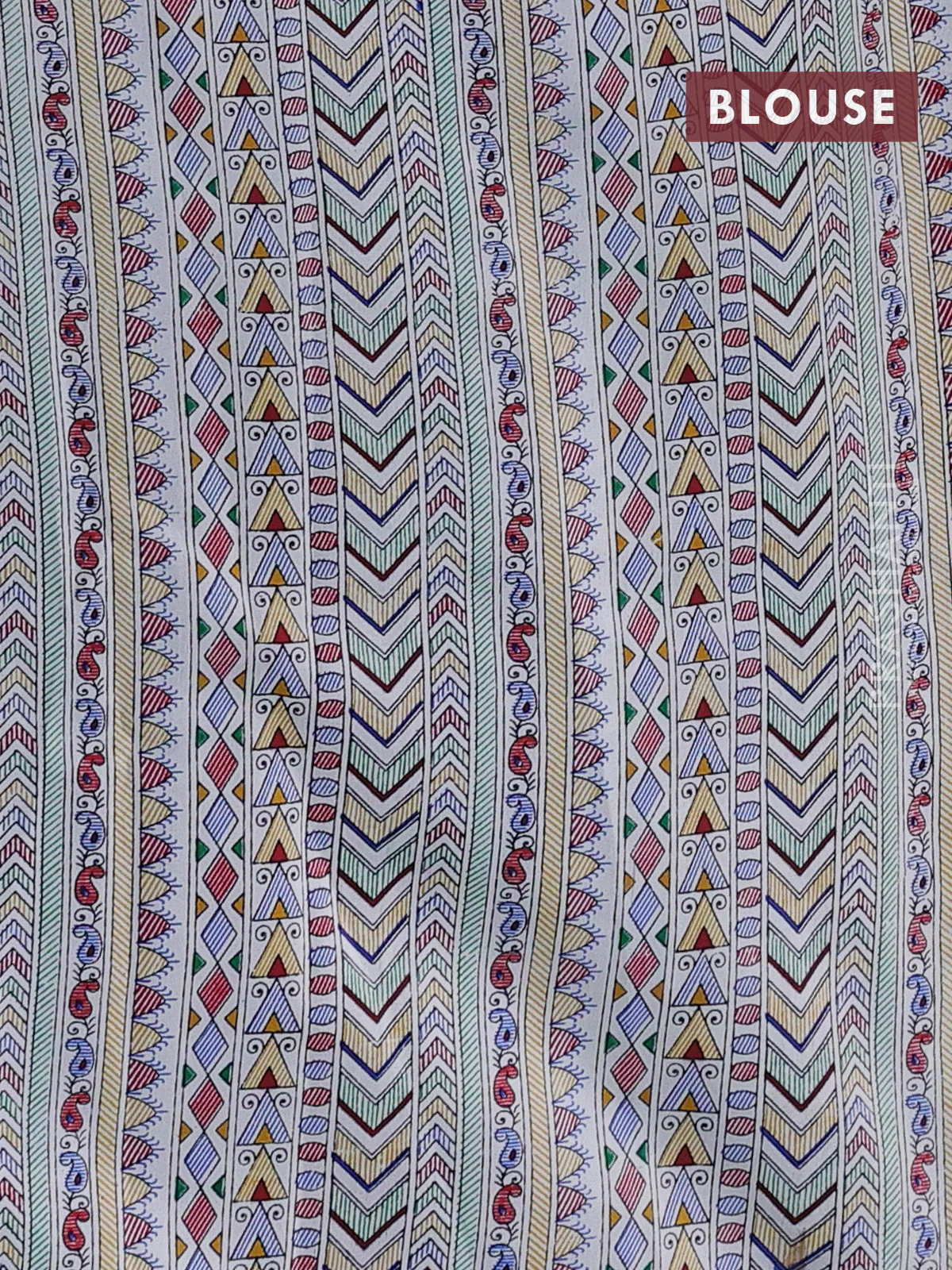 Pochampally silk saree blue and off white with allover ikat woven buttas and madhubani prints - Image 4