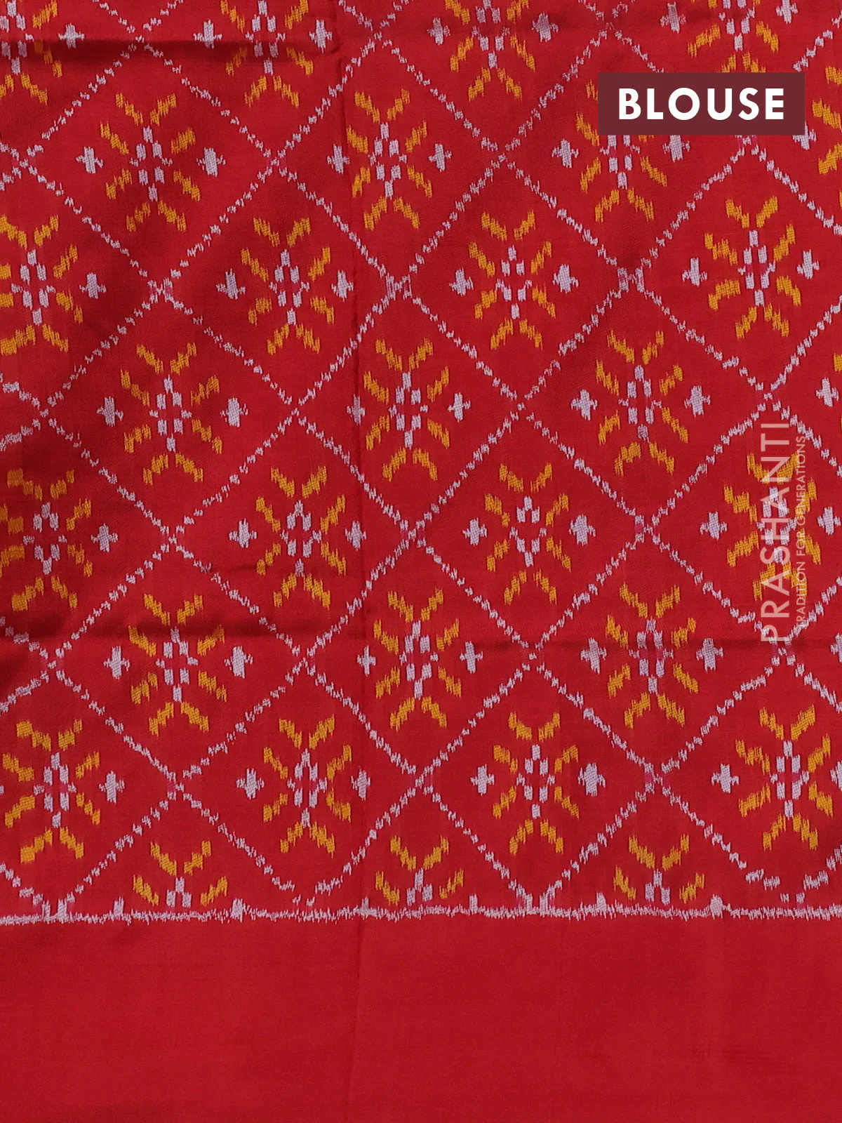 Pochampally silk saree blue and red with allover ikat weaves and simple border - Image 4