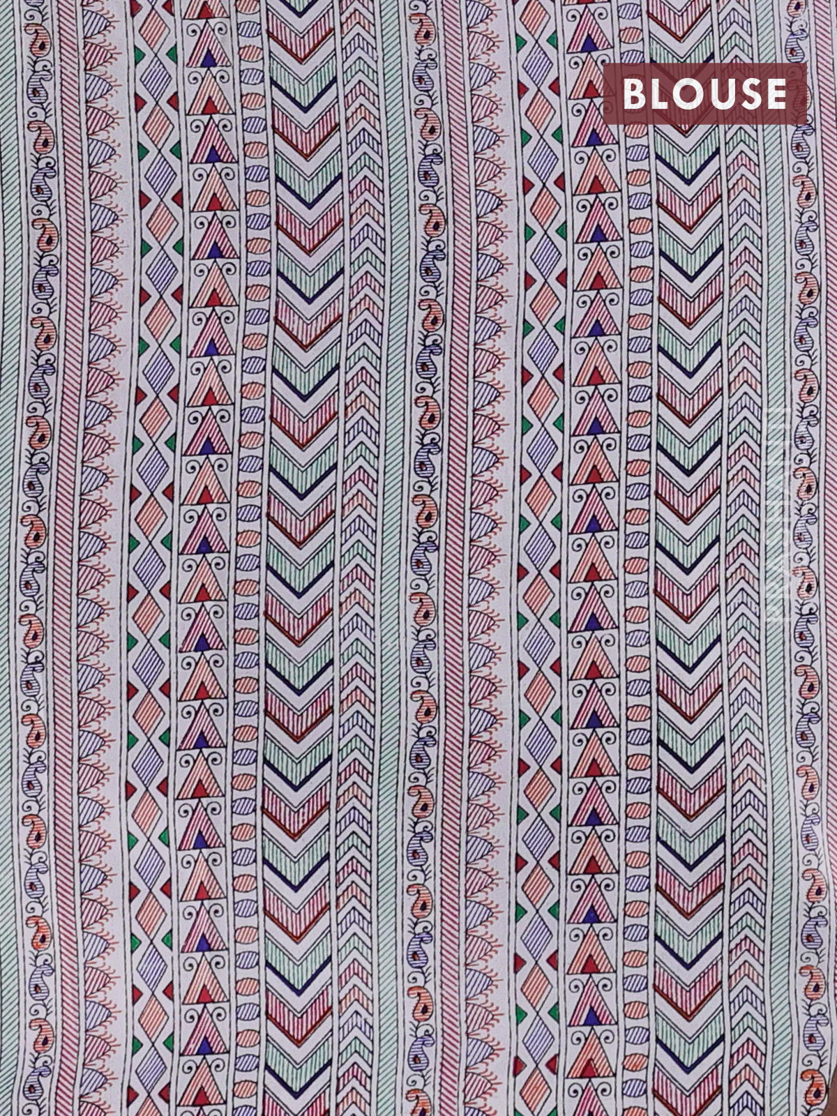 Pochampally silk saree dark pink and cream with allover ikat woven buttas and madhubani prints - Image 4