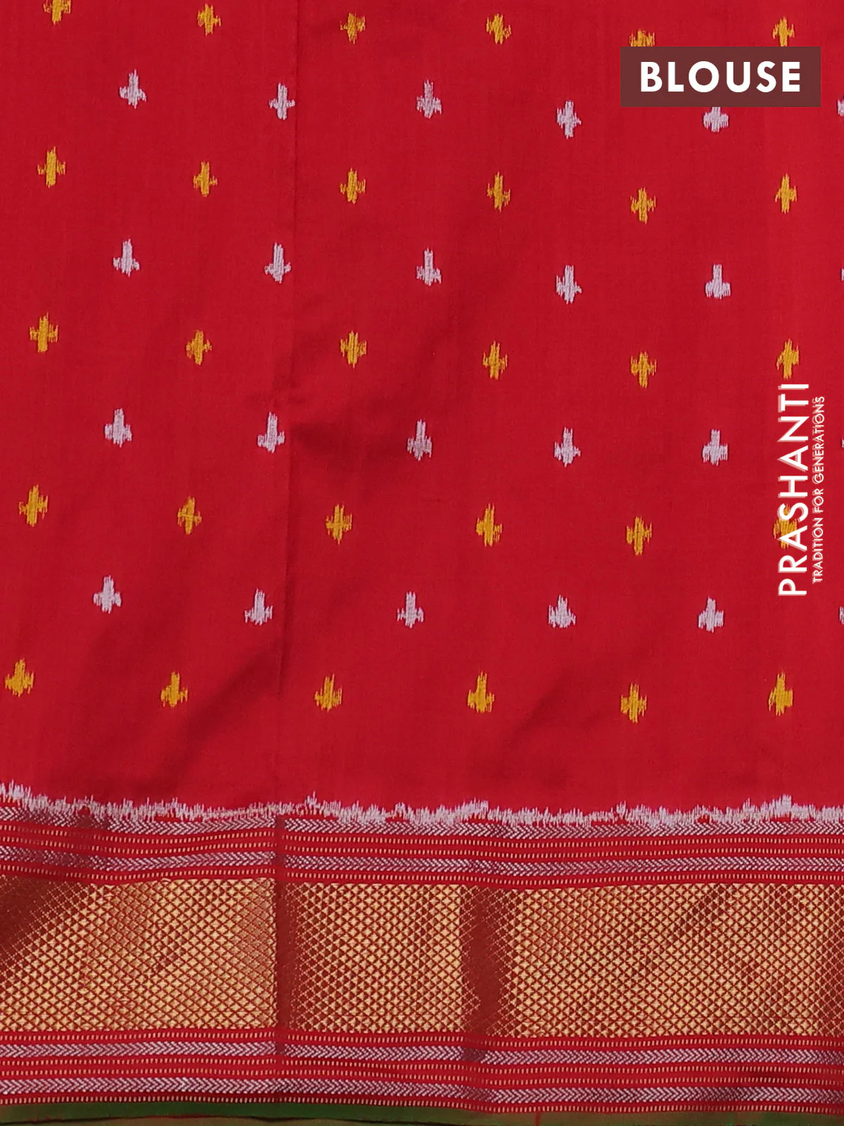 Pochampally silk saree deep maroon and red with allover ikat prints and zari woven border - Image 4