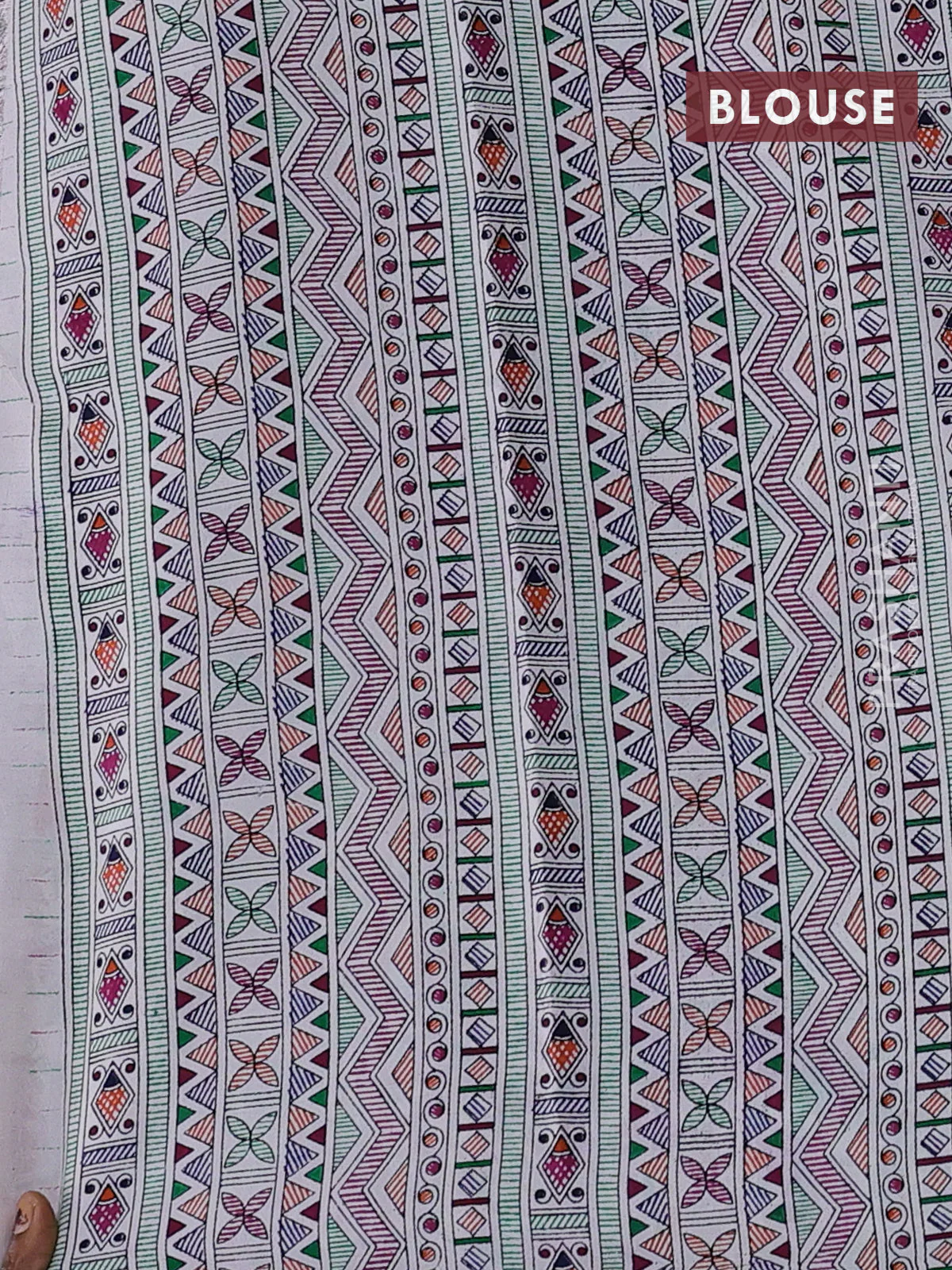 Pochampally silk saree deep purple and cream with allover ikat woven buttas and madhubani prints - Image 4