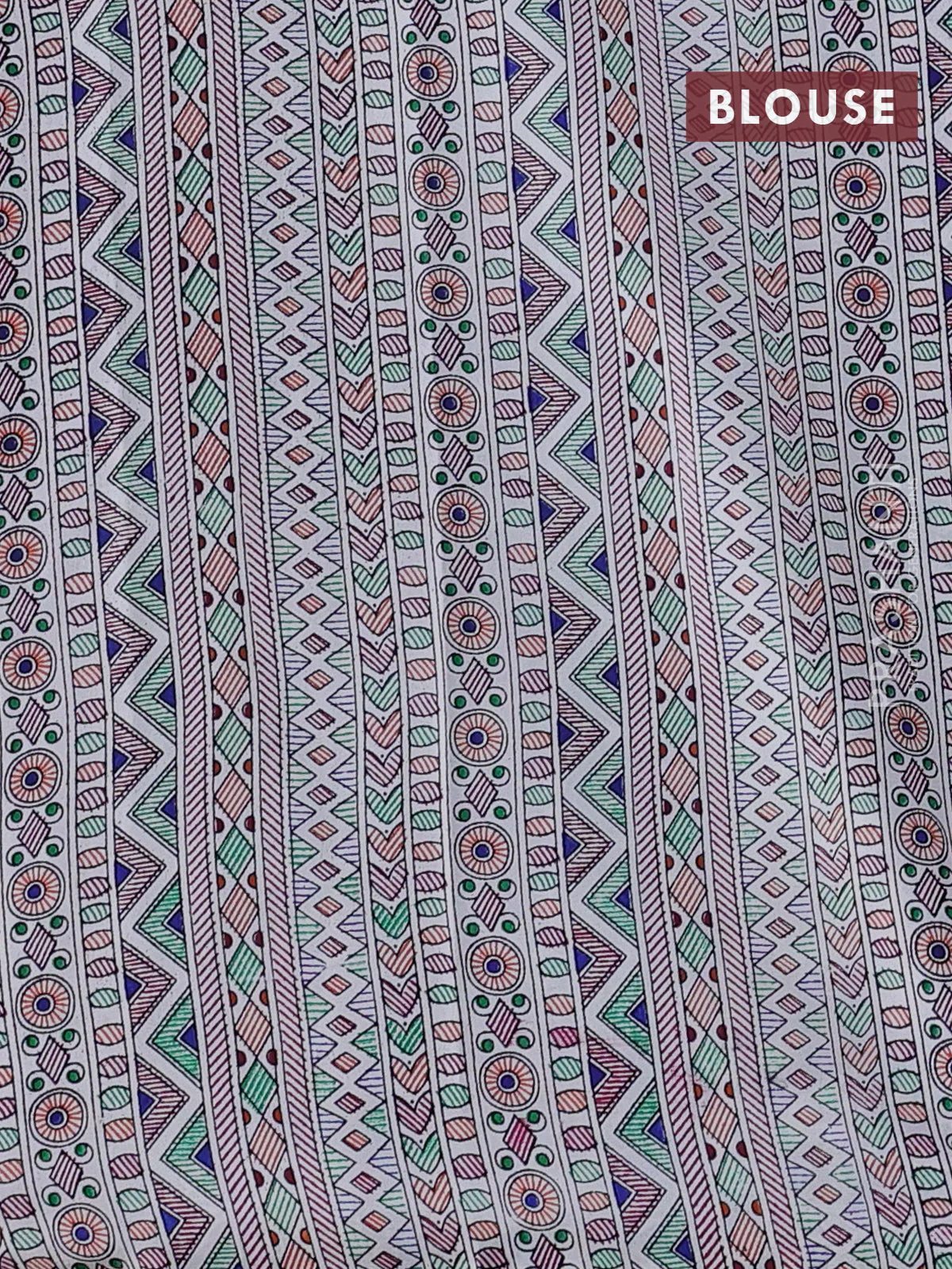 Pochampally silk saree deep violet and cream with allover ikat woven buttas and madhubani prints - Image 4