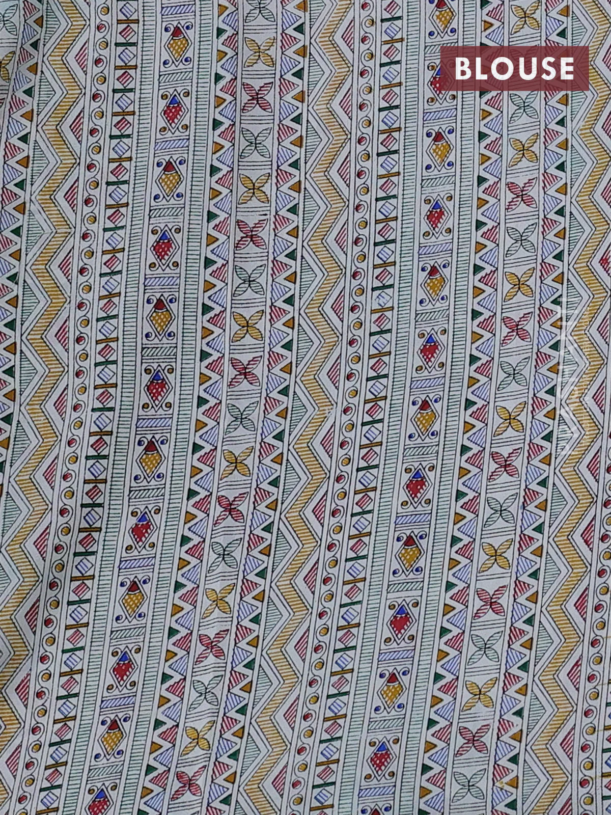 Pochampally silk saree green and off white with allover ikat woven buttas and madhubani prints - Image 4
