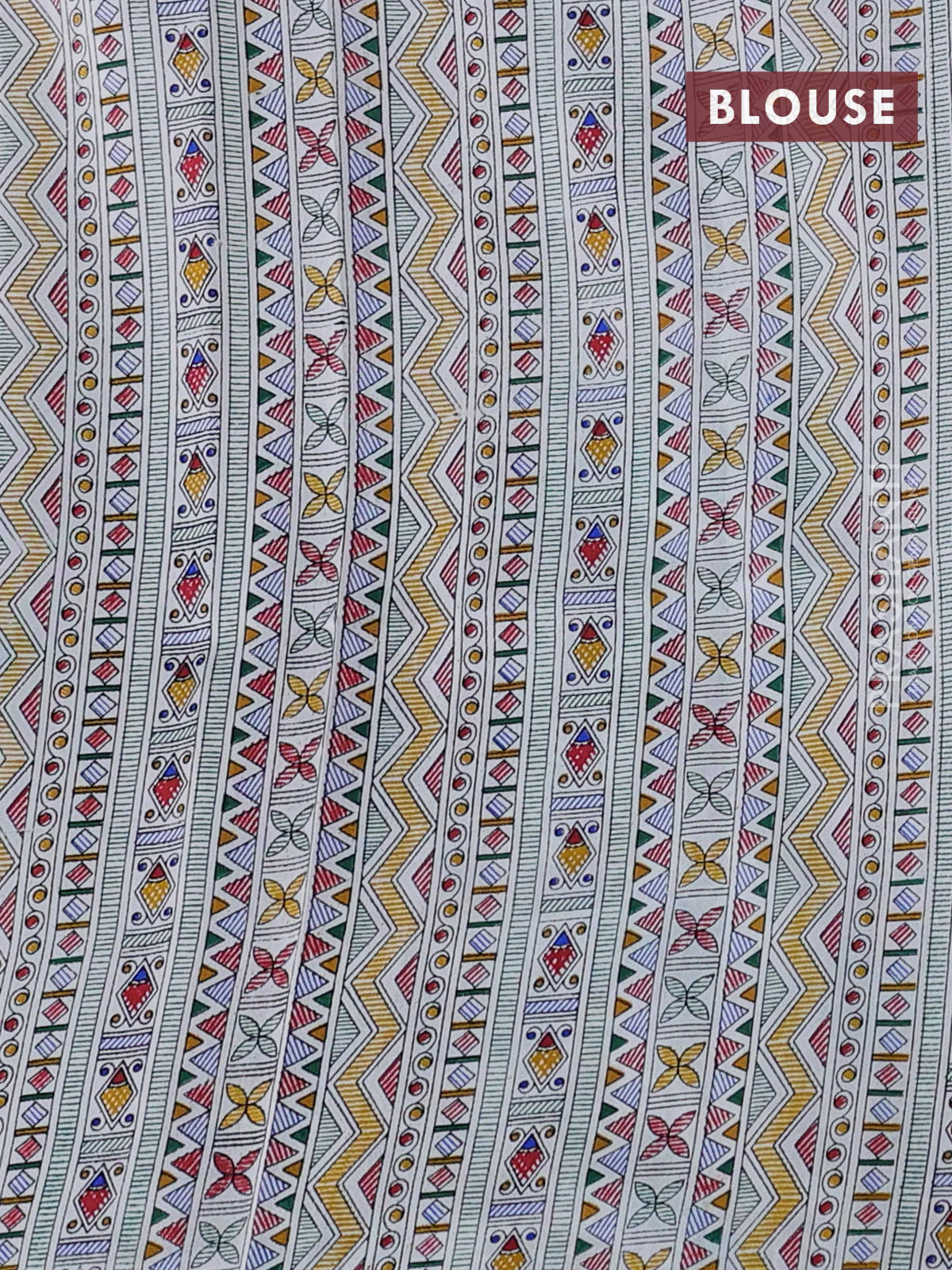 Pochampally silk saree green and off white with allover ikat woven buttas and madhubani prints - Image 4