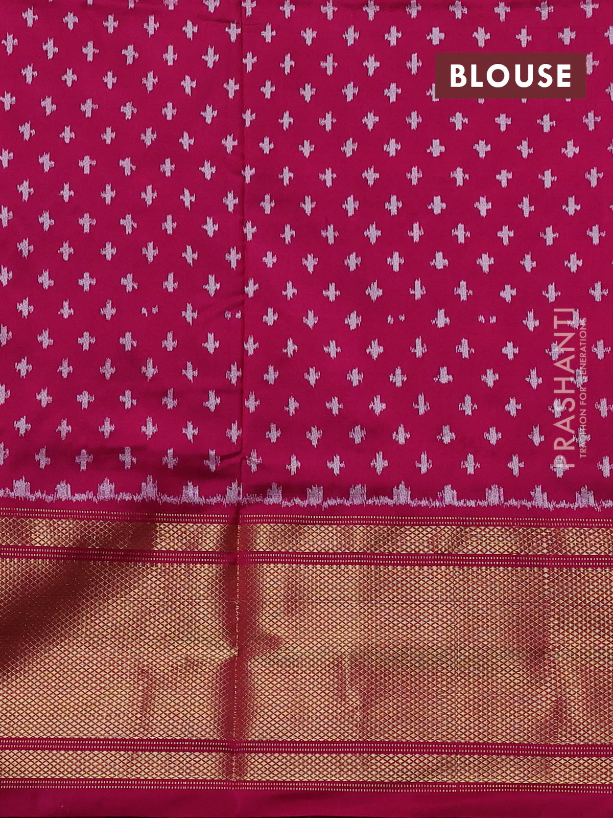 Pochampally silk saree green and pink with allover ikat weaves and long zari woven border - Image 4