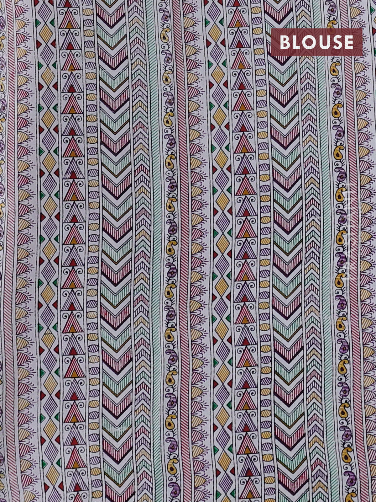 Pochampally silk saree lavender and cream with allover ikat woven buttas and madhubani prints - Image 4