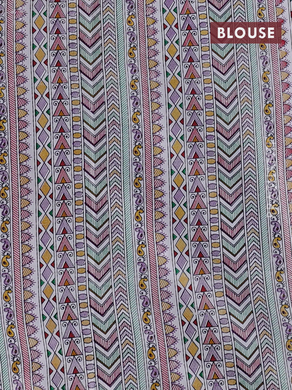 Pochampally silk saree lavender and cream with allover ikat woven buttas and madhubani prints - Image 4