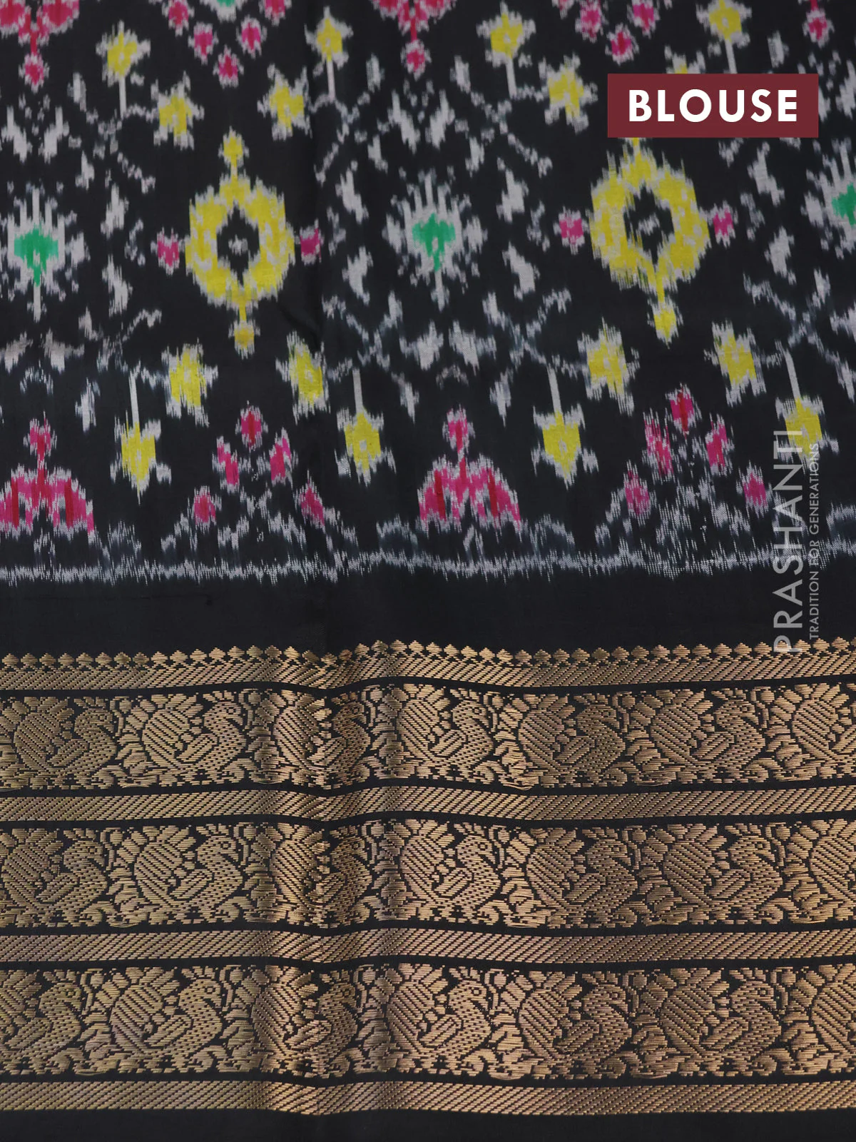 Pochampally silk saree pastel purple and black with allover digital prints and temple design annam zari woven border - Image 4