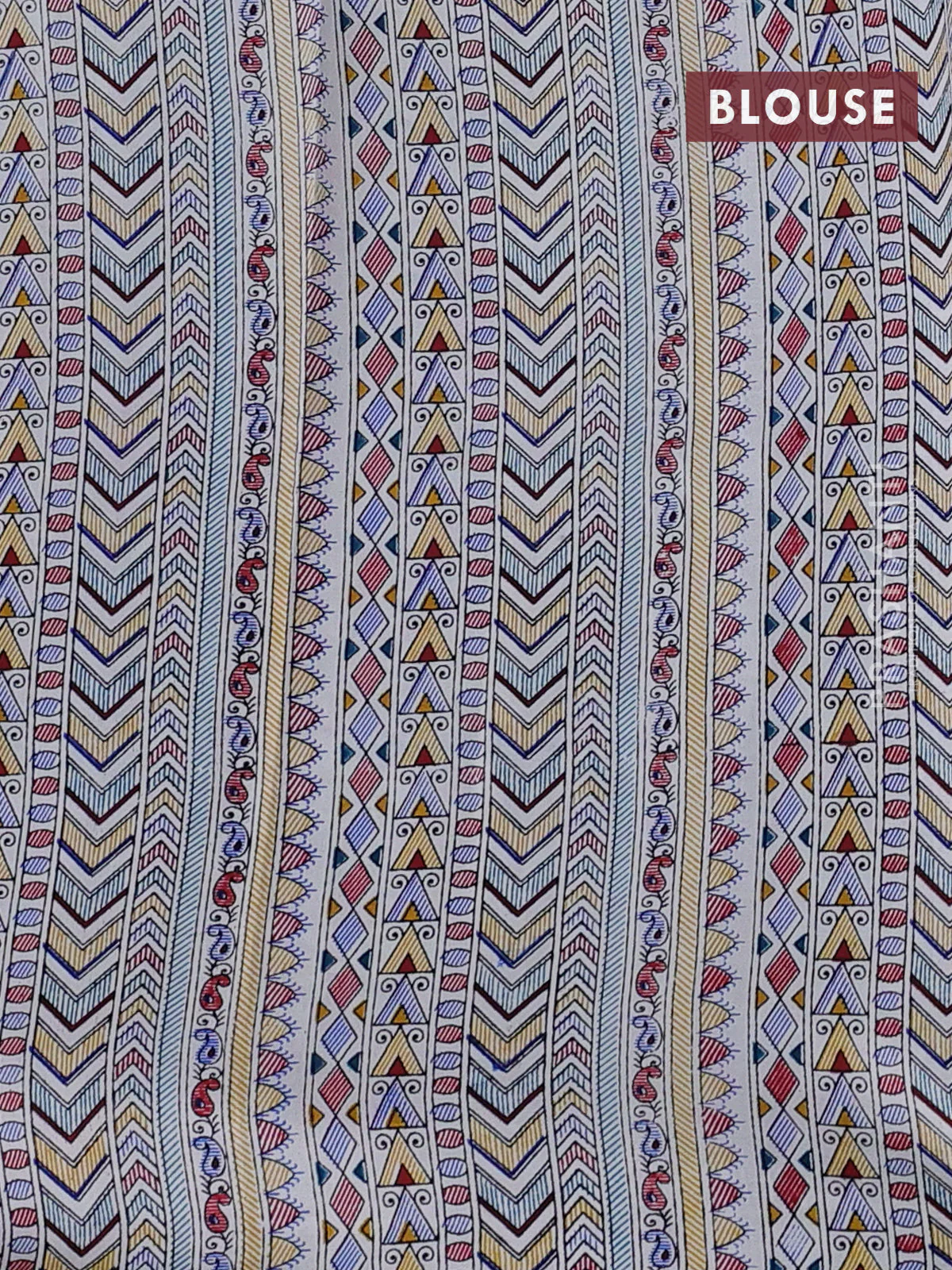 Pochampally silk saree peacock blue and cream with allover ikat woven buttas and madhubani prints - Image 4