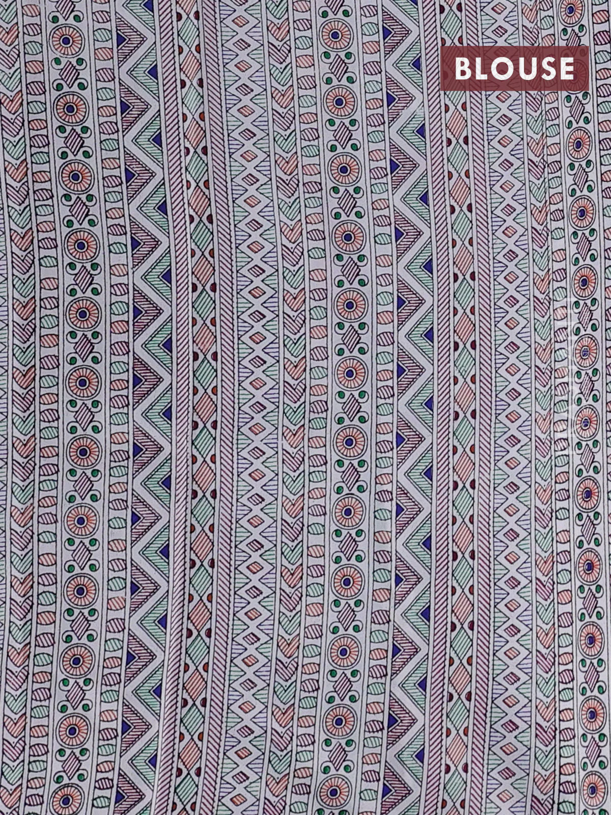 Pochampally silk saree purple and cream with allover ikat woven buttas and madhubani prints - Image 4