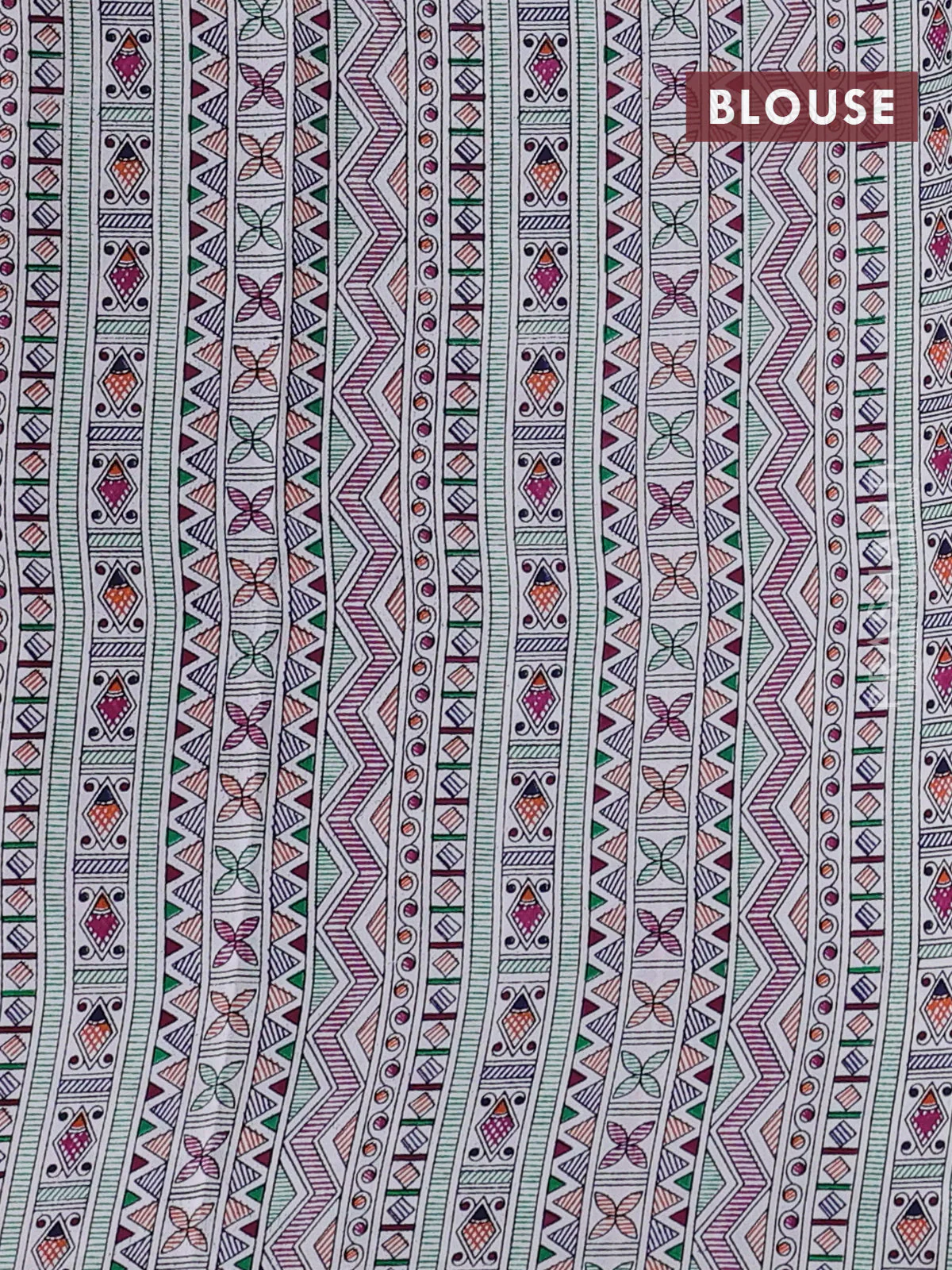 Pochampally silk saree purple and off white with allover ikat woven buttas and madhubani prints - Image 4