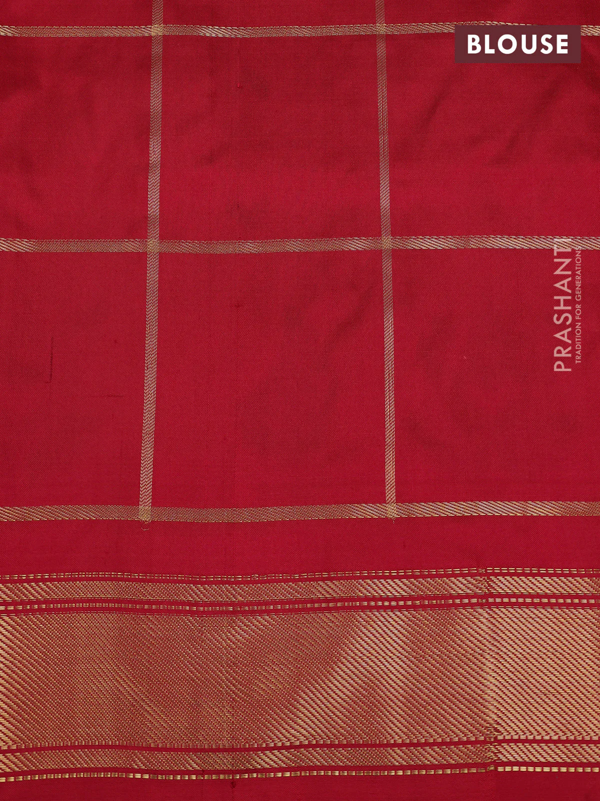 Pochampally silk saree red with allover zari checks & ikat weaves and zari woven border - Image 4