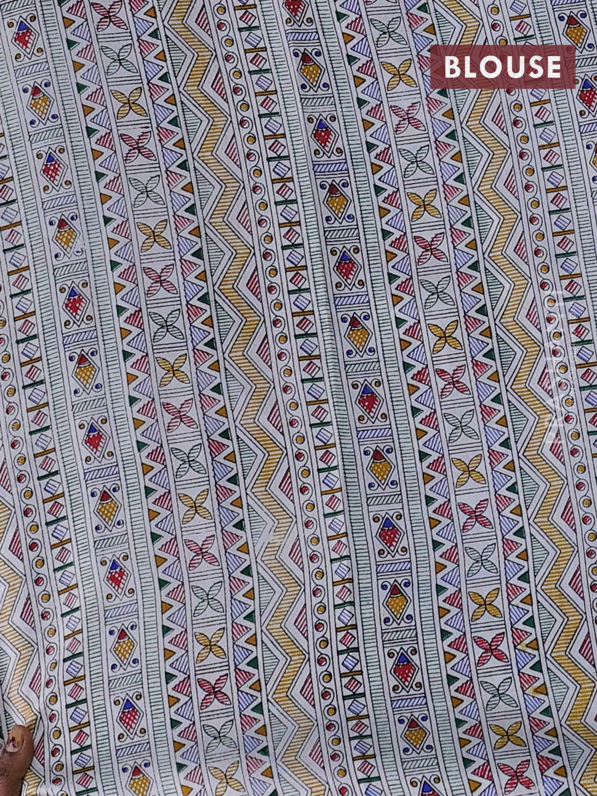 Pochampally silk saree royal blue and cream with allover ikat woven buttas and madhubani prints - Image 4