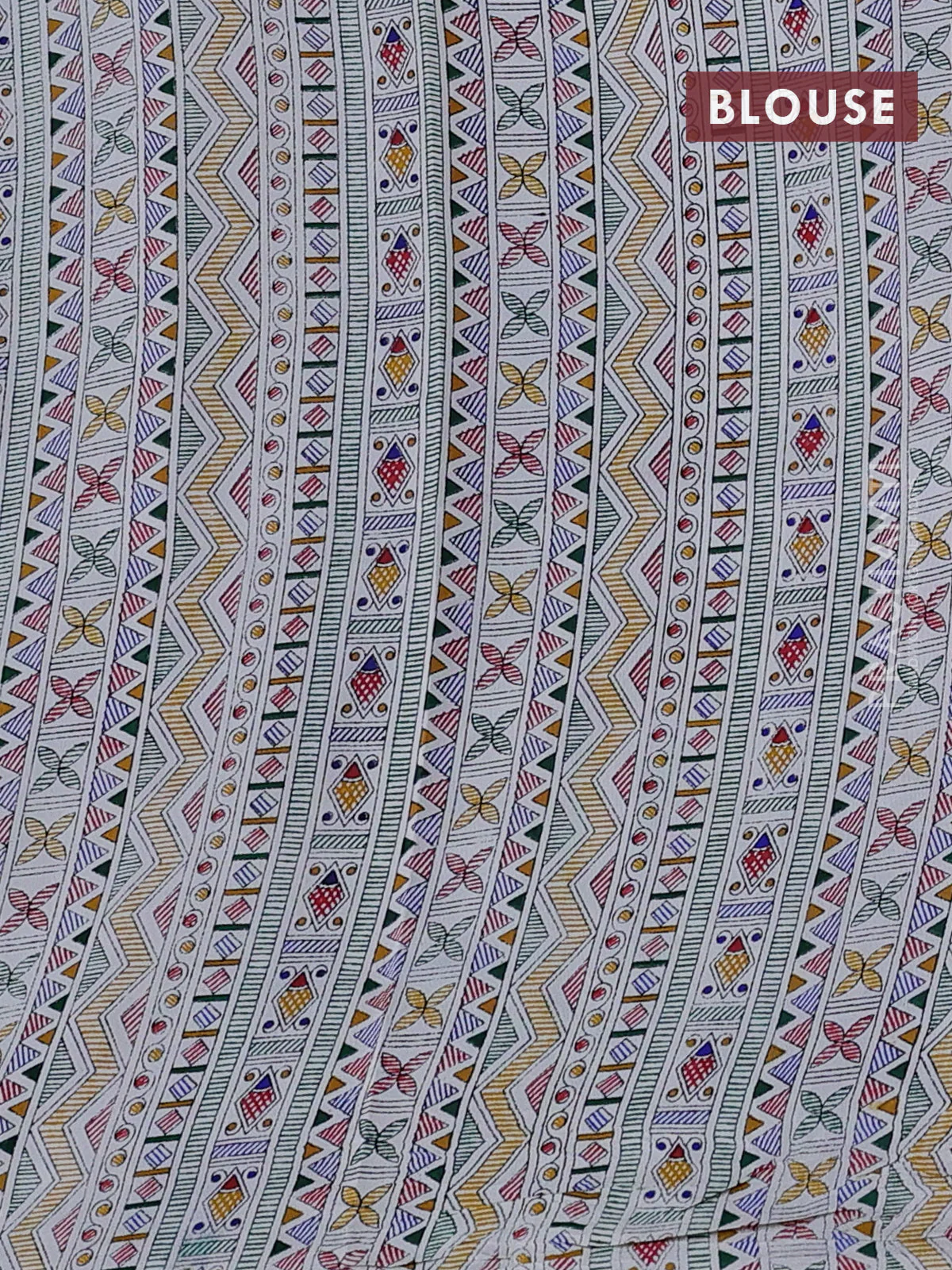 Pochampally silk saree royal blue and off white with allover ikat woven buttas and madhubani prints - Image 4