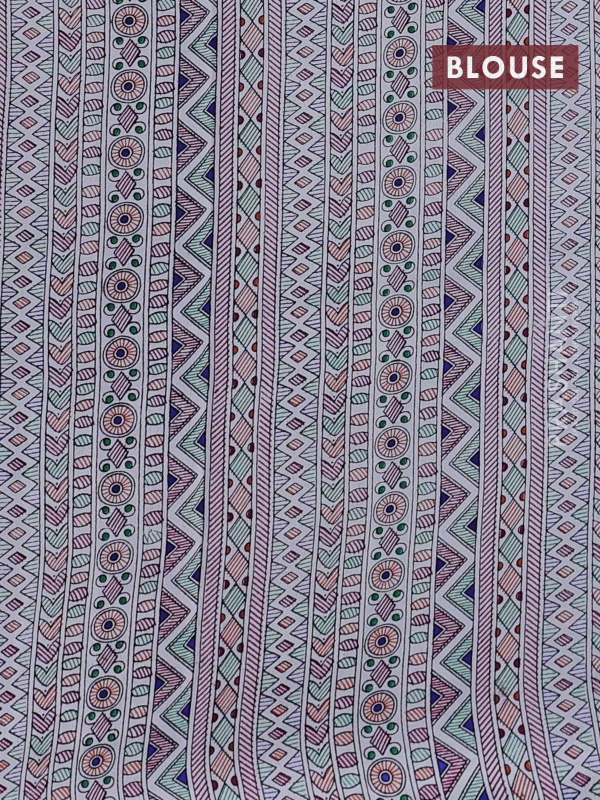 Pochampally silk saree violet and off white with allover ikat woven buttas and madhubani prints - Image 4