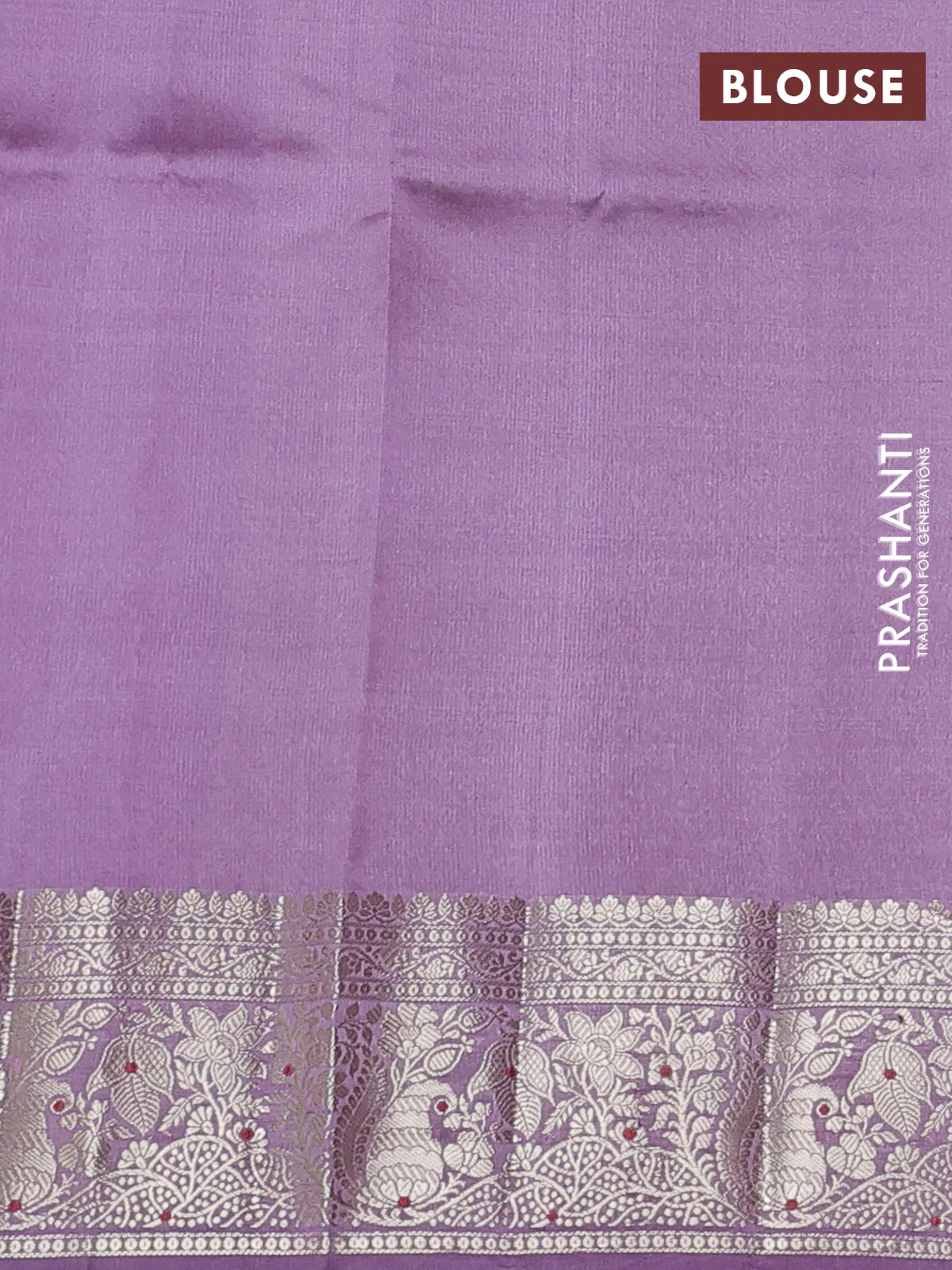 Poona silk saree lavender shade with zari woven buttas and floral zari woven border - Image 4