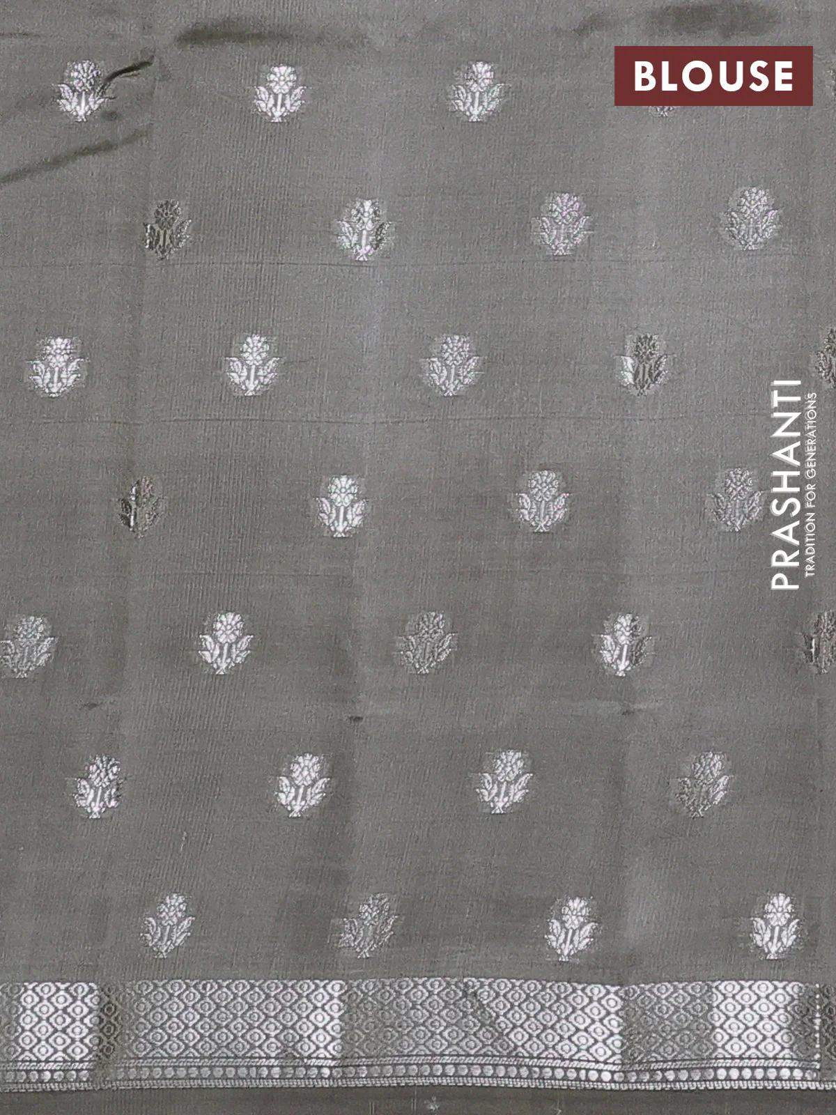 Poona silk saree olive green with zari woven buttas and zari woven border - Image 4