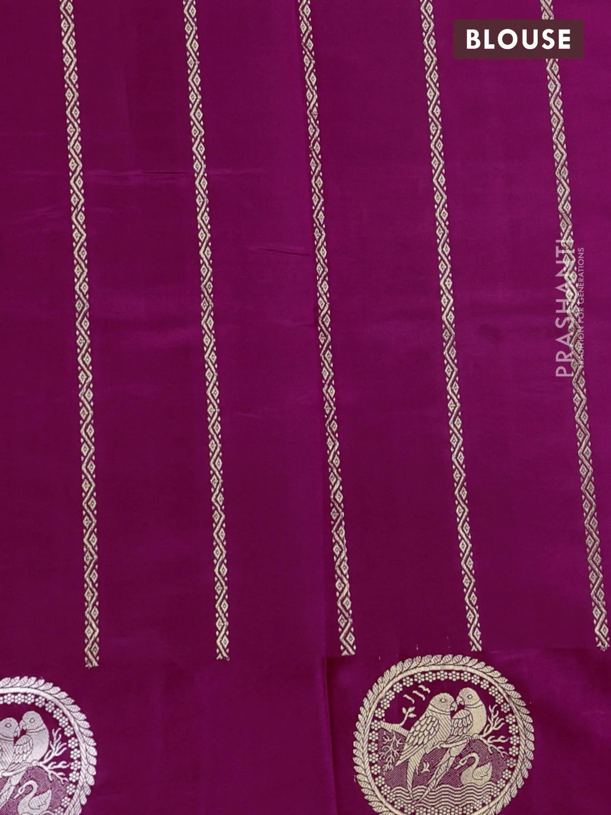 Poona silk saree pink with silver & gold zari buttas and satin border - Image 3